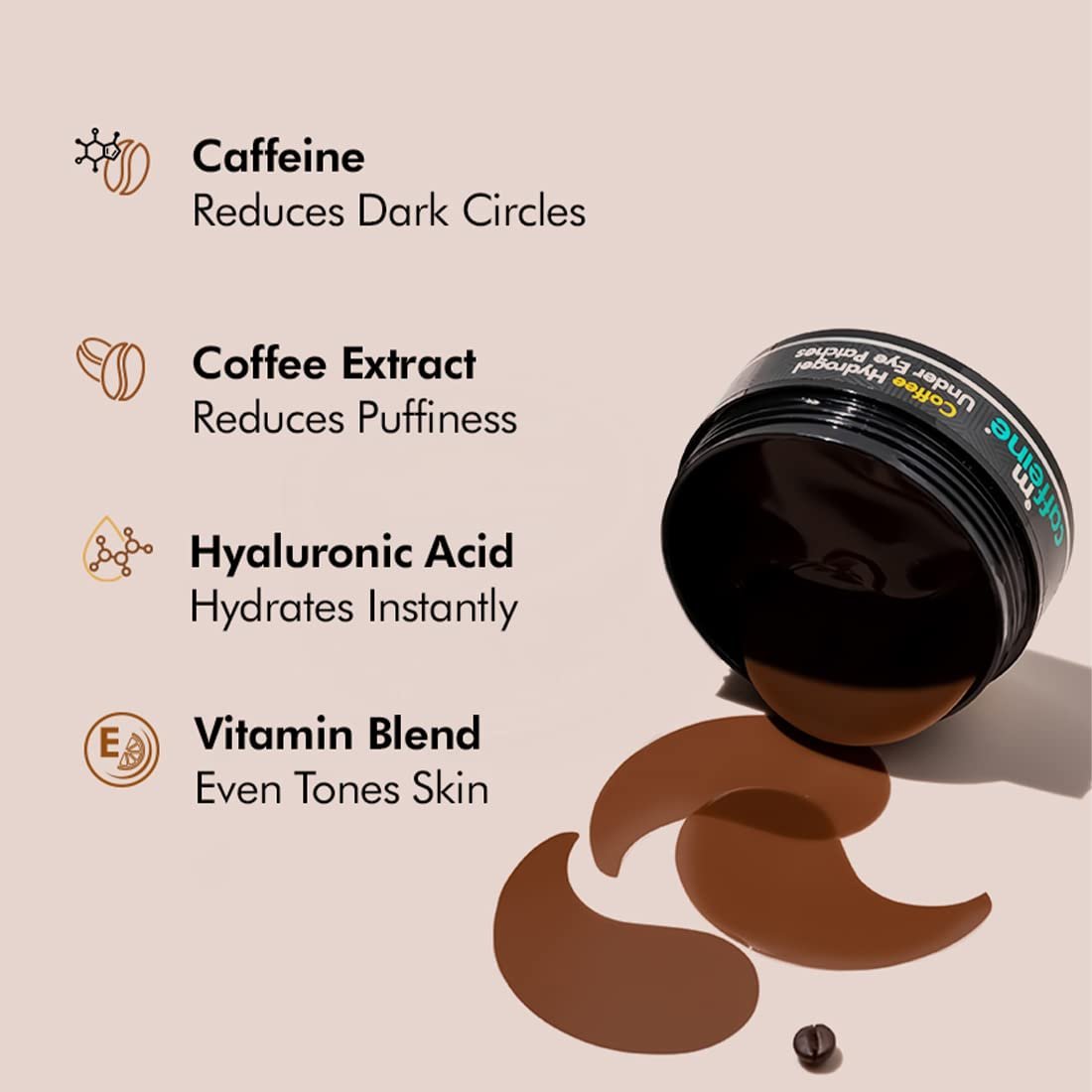 mCaffeine Coffee Hydrogel Under Eye Patches For Dark Circles & Puffiness Reduction |Winter Eye Care Routine | Eye Patch with Caffeine & Hyaluronic Acid |  30 Pairs thumbnail