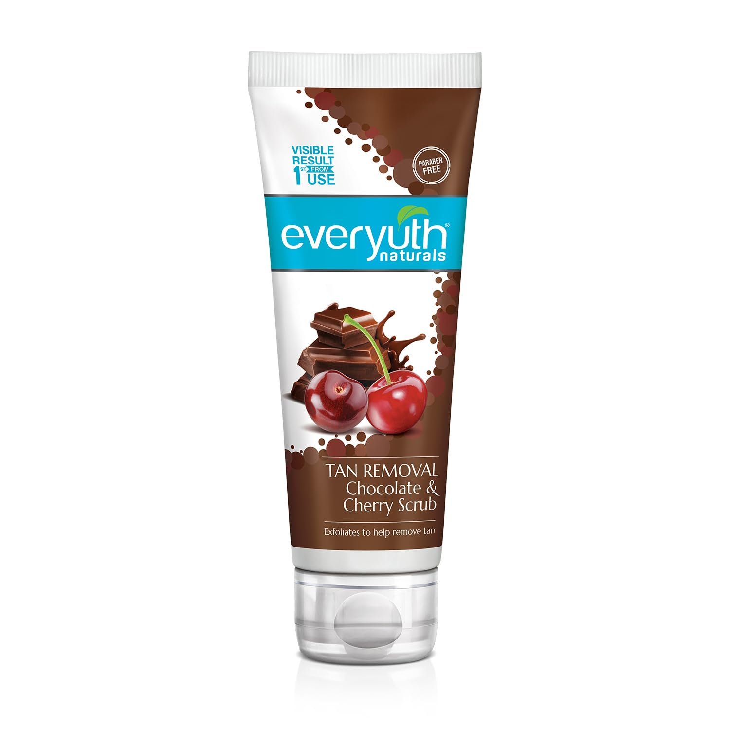 Everyuth Naturals Tan Removal Chocolate & Cherry Face Scrub | Detan & Cleanse|Antioxidant Chocolate & Vitamin C Cherry |Oily, Dry, Normal, Combination & Sensitive Skin - 100g Tube