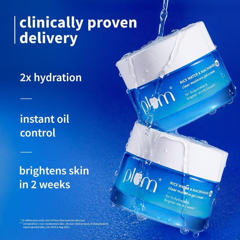 Plum 2% Niacinamide & Rice Water Superlight Gel Cream Moisturizer for Face | Oil-Free Hydration  | All Skin Types | Women & Men | 100% Vegan | 50 g thumbnail