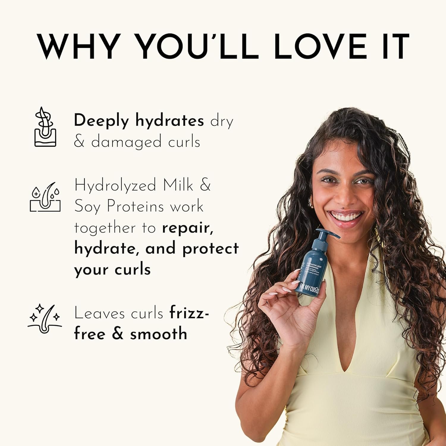 Fix My Curls 3-in-1 Deep Conditioner for Intense Moisture| Curl Enhancer & Activator| Hair Repair With Mango Butter & Honey| Silicone-Free, Sulphate-Free, Suitable for All Hair Types (100ml) thumbnail