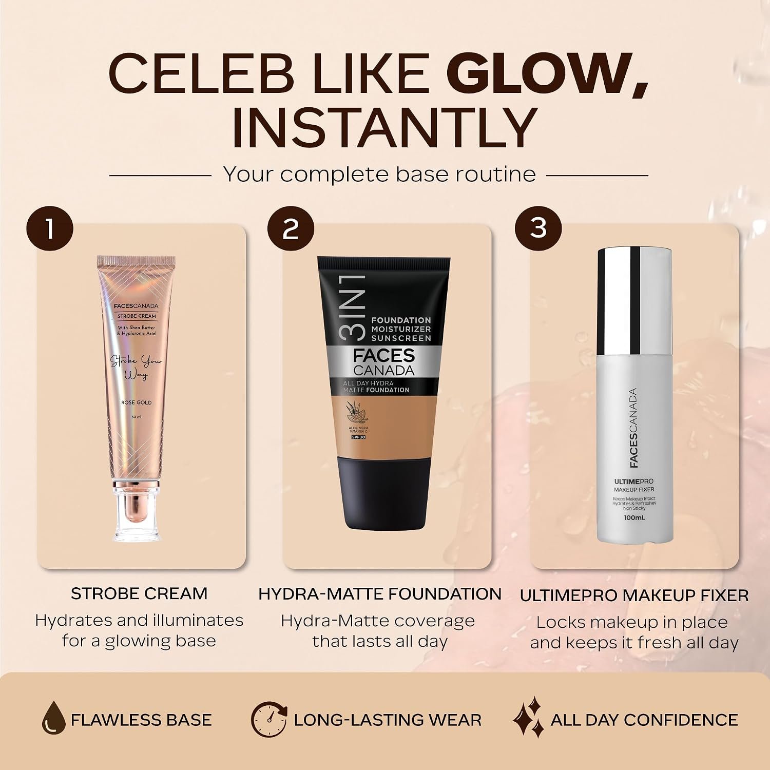 FACESCANADA Cream All Day Hydra Matte Foundation - Mini|3in1 Foundation + Moisturizer + SPF 30|24 HR Aloe Hydration & Vitamin C| 10HR Wear | Medium to High Buildable Coverage | Medium Natura thumbnail