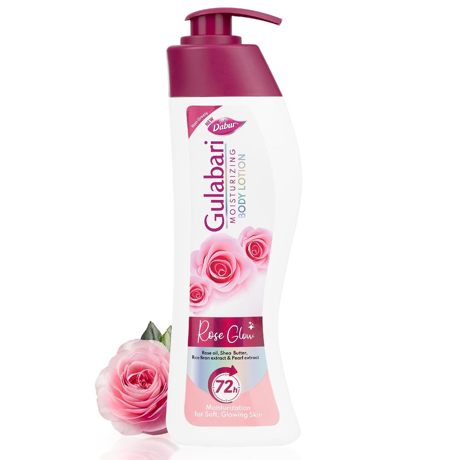 Dabur Gulabari Moisturizing Body Lotion – 400 ml | For Men & Women | Dry Skin Care | With 100% Organic Rose Oil & Shea Butter | Dermatologically Tested | Paraben Free | 72 Hour Moisturisatio