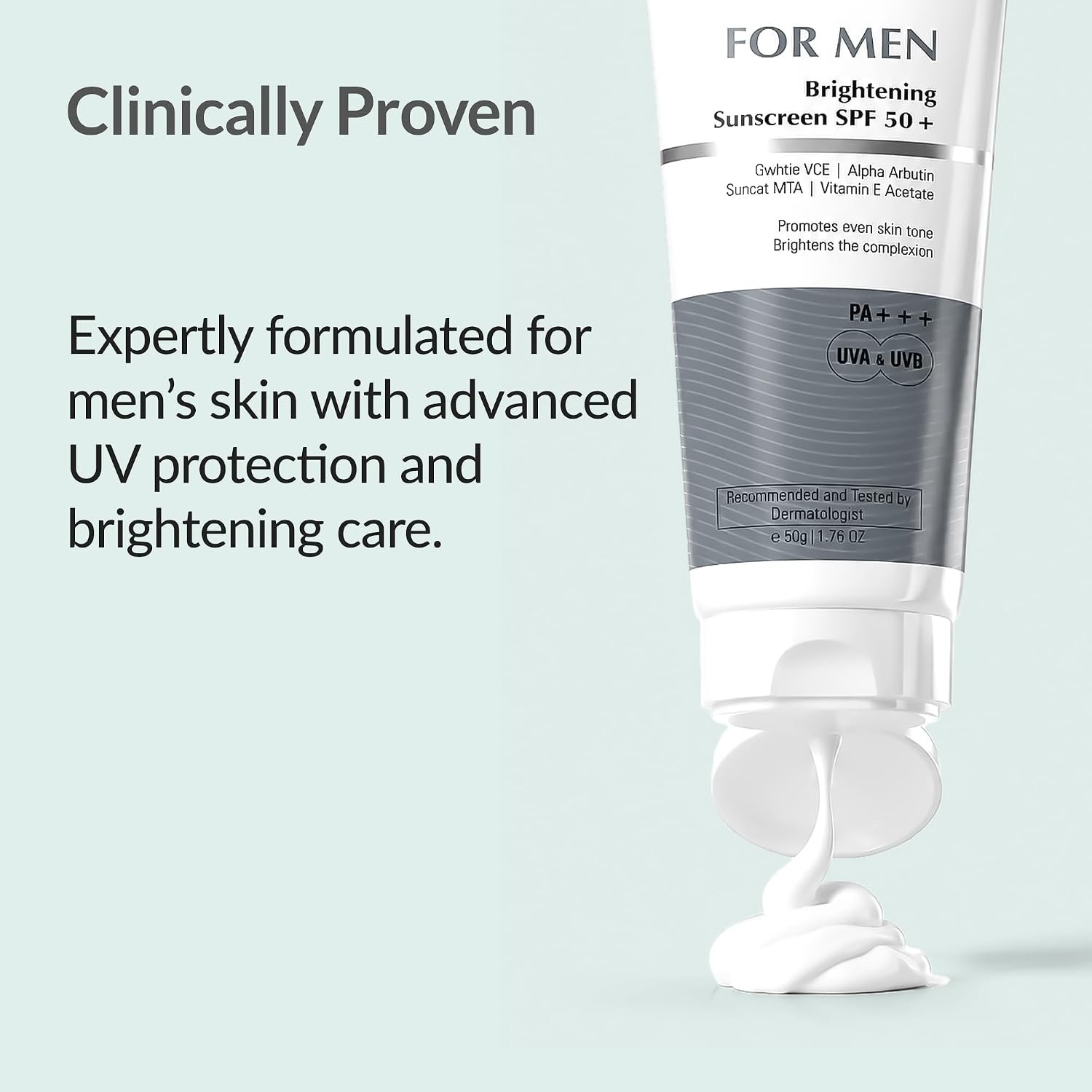 Fixderma Brightening Sunscreen SPF 50 for Men | Sunscreen for Dry Skin | Helps Protect Against UVA & UVB Rays | Hydrating & Brightening Daily Face Sunscreen | 50g thumbnail