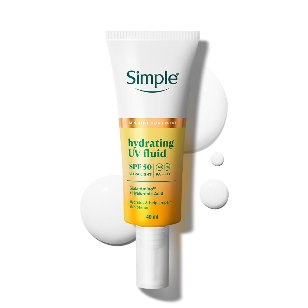 Simple Hydrating UV Fluid |SPF 50 PA++++ | With Hyaluronic Acid & GlutaAmino Technology| Sunscreen for Dry Skin & Sensitive Skin | 40ml thumbnail