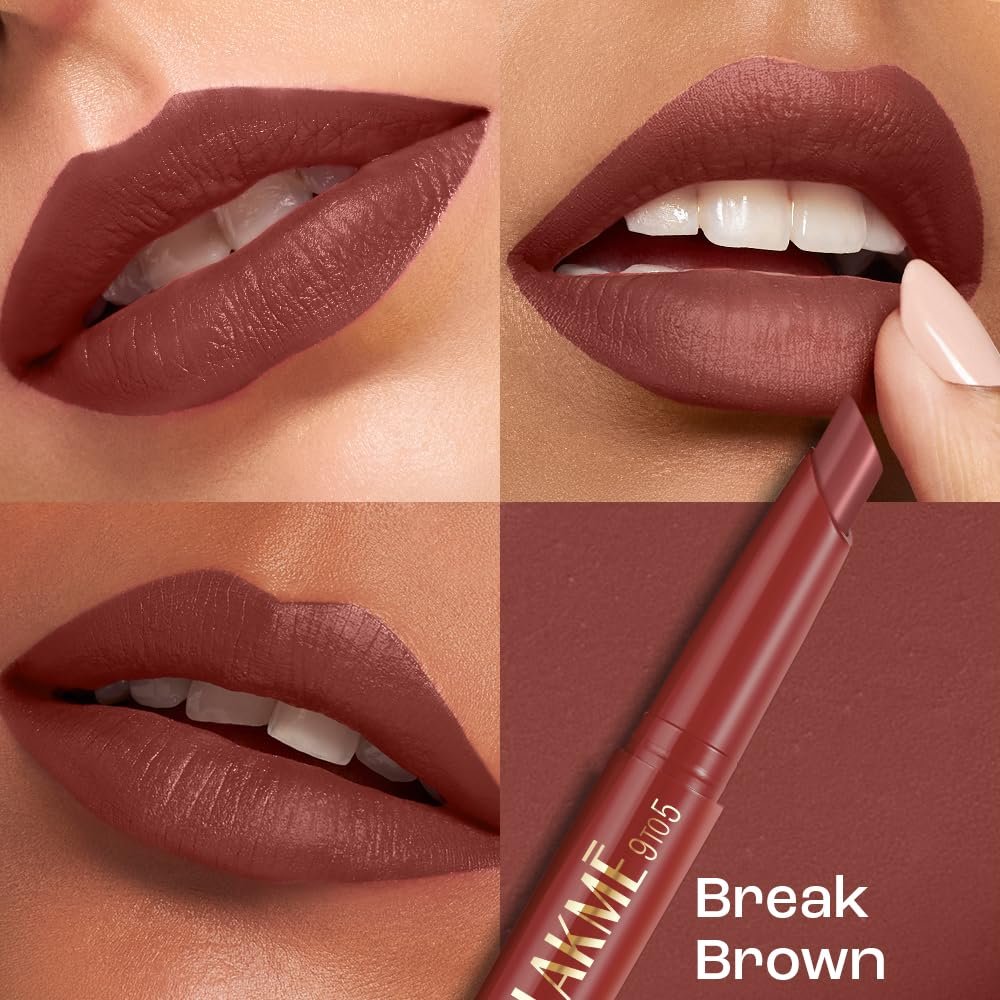 Lakme 9 to 5 Forever Matte Lip Crayon, Break Brown, 1.1g, for Smooth and Supple Lips, with Vitamin C, Matte Finish, 8 Hr Hydration, Long Lasting all day comfort, Retractable Crayon thumbnail