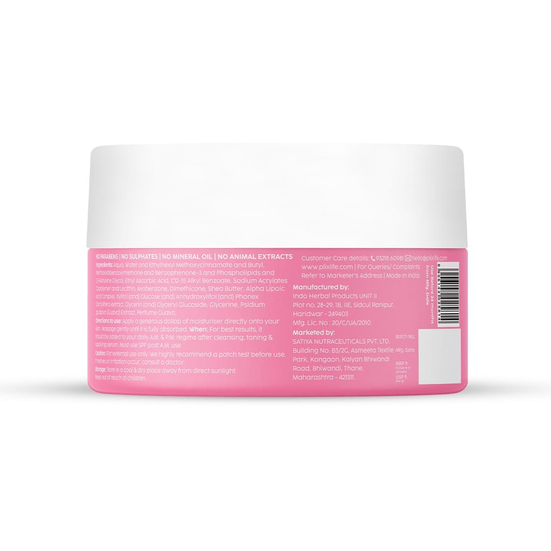 The Plant Fix Plix Guava Glow Smoothie Moisturizer For Brighter Skin (50G) | With Vitamin C & Ala | Face Cream For Even-Tone Skin, Promotes Hydration | For Men & Women thumbnail