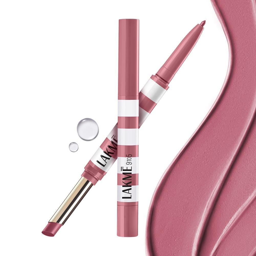 Lakme 9to5 Hya Beach Edit, Lipstick + Liner Duo, Pro Pink, Infused with Hyaluronic Acid, Vitamin E, Jojoba Oil, Comfortable Matte Finish, SPF Powered, Hydrating Lipstick, 2+0.2 g thumbnail