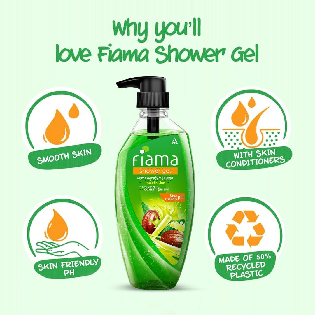 Fiama Body Wash Shower Gel Lemongrass & Jojoba, 500ml, Body Wash for Women and Men with Skin Conditioners for Smooth & Moisurised Skin, Suitable for All Skin Types thumbnail