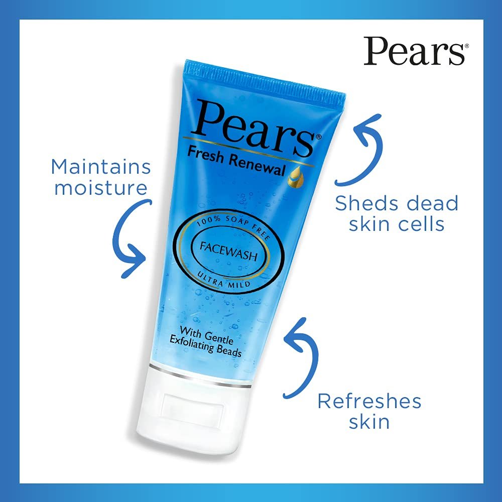 Pears Fresh Renewal Gentle Ultra Mild Daily Cleansing Facewash|| Exfoliates Skin Leaving Cooling Effect|| Balances PH|| 100% Soap Free|| 60 g thumbnail