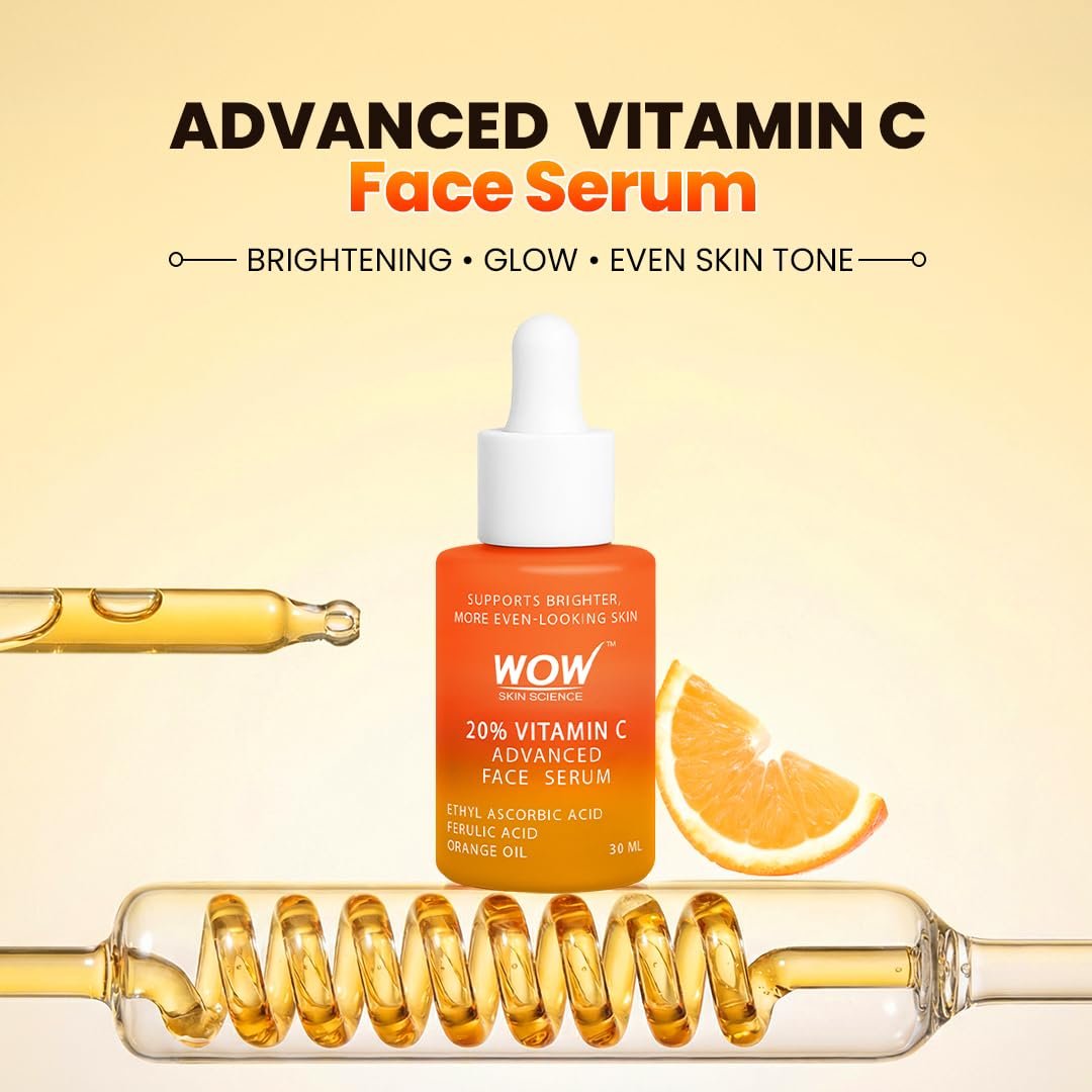WOW Skin Science 20% Vitamin C Advanced Face Serum | Ethyl Ascorbic Acid + Ferulic Acid + Orange Oil | Brightening, Dark Spot Reduction & Even Skin Tone | 30ml thumbnail