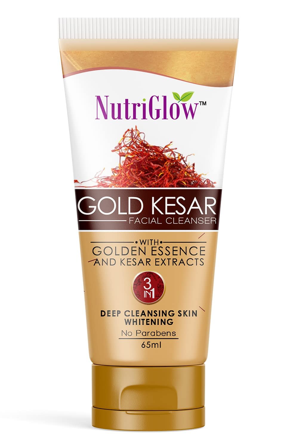 NutriGlow Gold kesar Face Wash For Deep Cleansing, Tan Removal, Skin Tightening Non Foaming Face Wash 65ml