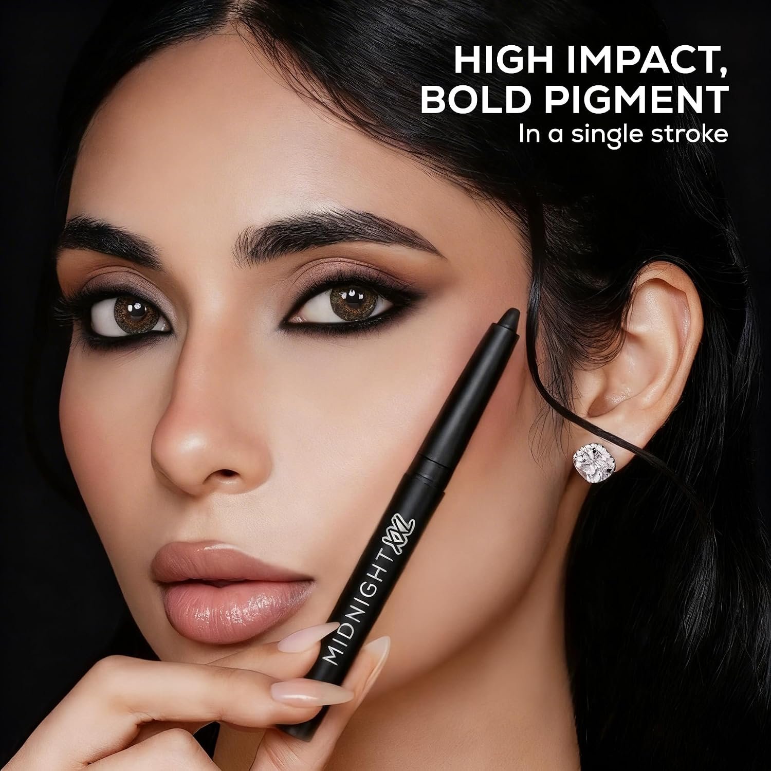 RENEE Midnight XXL Kajal | Black Kohl Pencil with Built-in Sharpener | Waterproof, Smudge-proof, 24Hr Long-Lasting | Ultra-Rich Pigment, Smooth Glide | 1.5g thumbnail