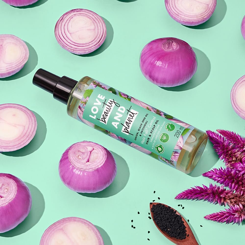 Love Beauty & Planet Onion Black Seed & Patchouli Oil for Hair Growth & Hair Fall Control|No Mineral Oil,No Paraben|200ml thumbnail