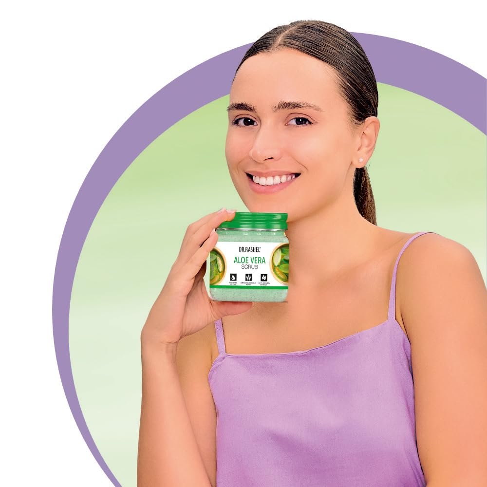 DR.RASHEL Aloe Vera Scrub For Face & Body (380 Ml) | All Skin |Cleanser Scrub For Deep Exfoliation | Dead Skin Remover| Tan Removal | Blackhead Remover thumbnail