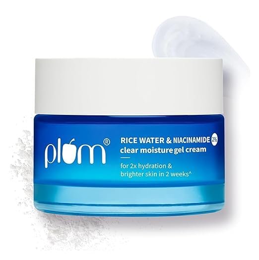Plum 2% Niacinamide & Rice Water Superlight Gel Cream Moisturizer for Face | Oil-Free Hydration  | All Skin Types | Women & Men | 100% Vegan | 50 g
