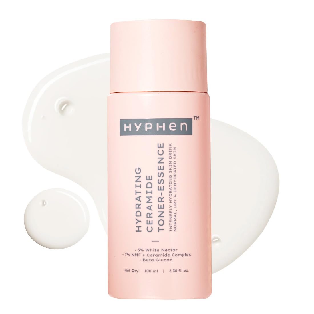 Hyphen 7% Ceramides-NMF Milky Face Toner Essence | 5% Glass Skin Blend of Rice Water, Oatmeal & Snow Mushroom Extracts |Hydrates & Nourishes| Alcohol Free Toner| For All Skin Types - 100ml