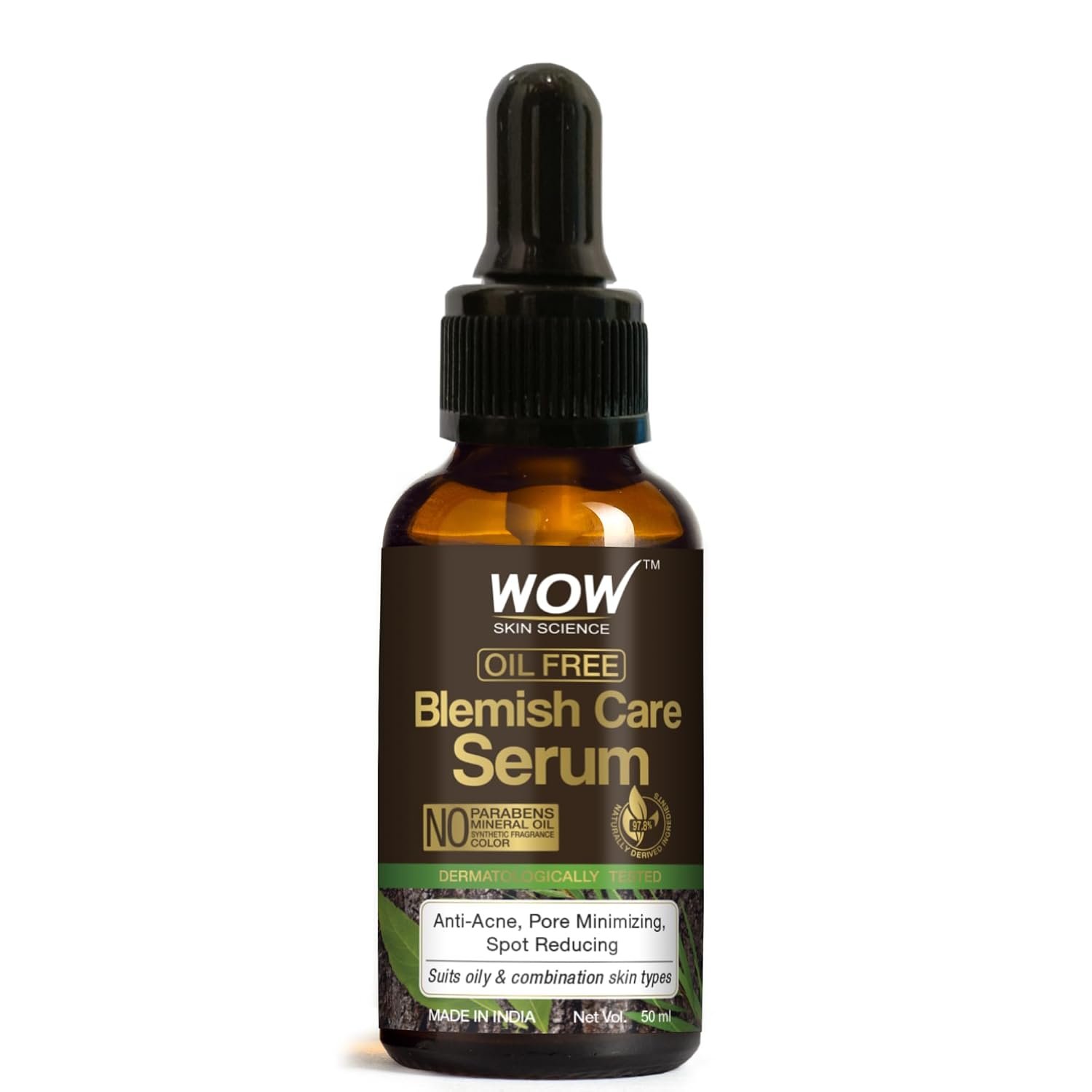 WOW Skin Science Blemish Care Serum - OIL FREE - Anti Acne, Spot Reducing - No Parabens, Silicones, Synthetic Fragrance & Color - 50ml thumbnail