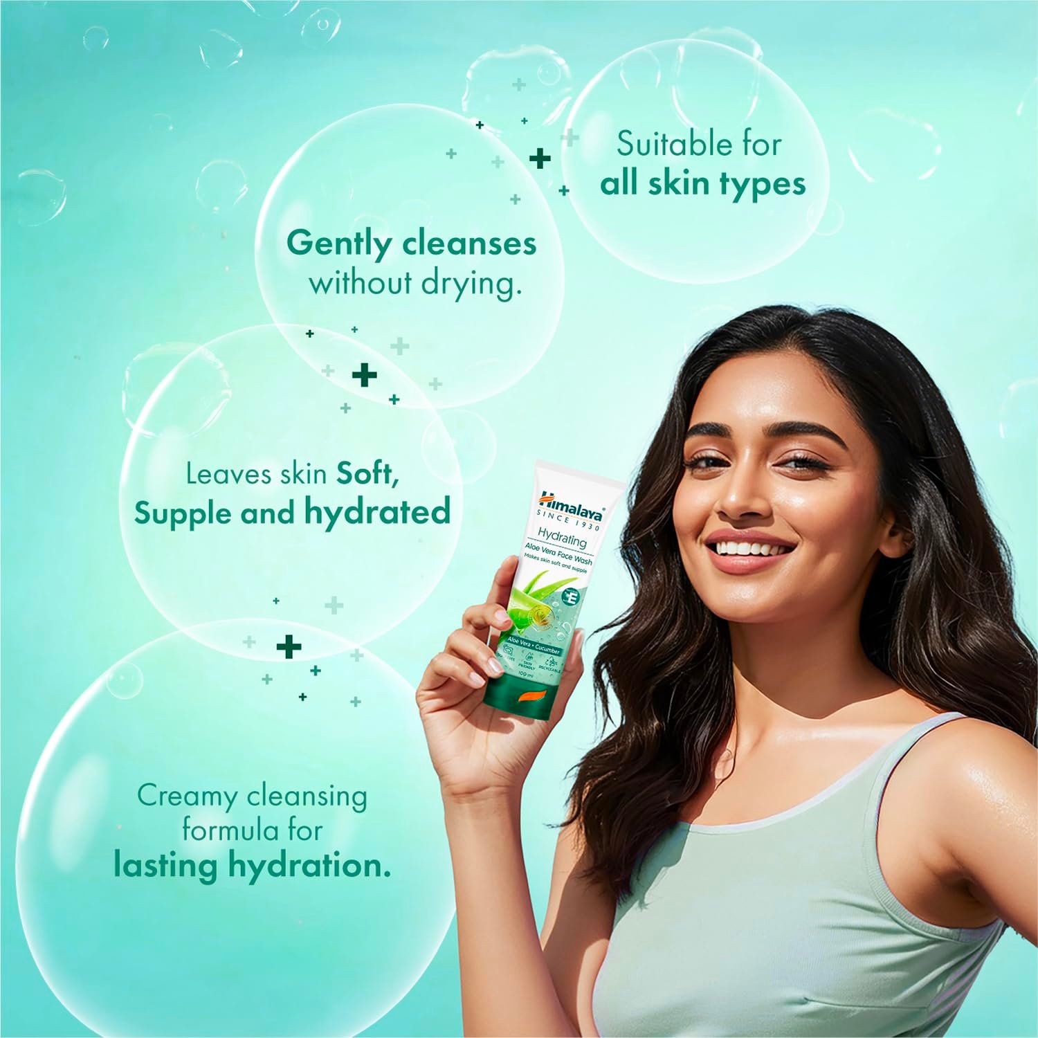 Himalaya Hydrating Aloe Vera Face Wash 200 ml | Aloe Vera & Vitamin E | Creamy Gentle Cleanser for Bouncy & Dewy skin | Clinically Tested | Paraben Free | For Dry Skin thumbnail