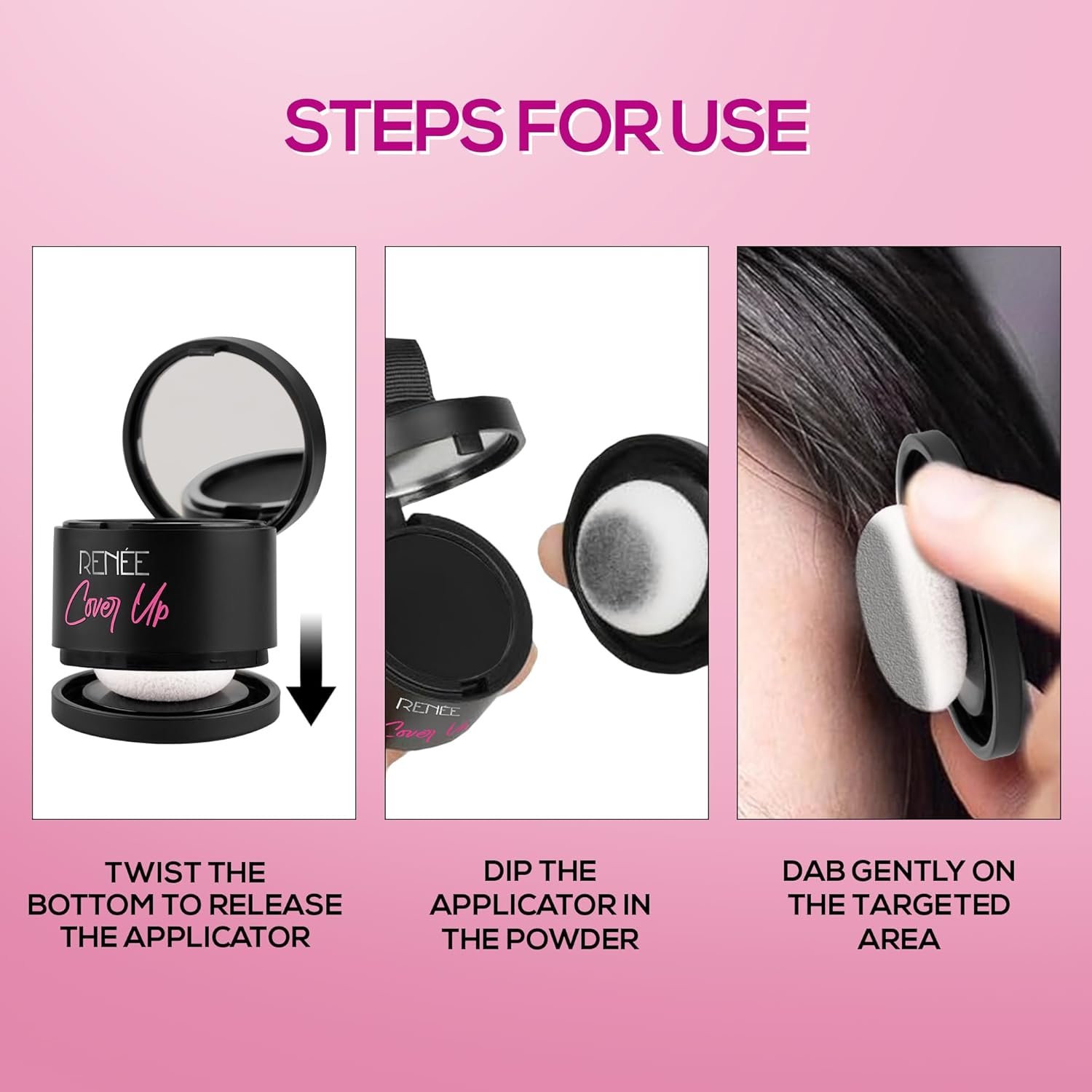 RENEE Cover-Up Hair Powder - Black | Covers Grey Roots & Bald Spots Instantly | Highly Pigmented, Fuller & Denser Look | Long-Lasting | Matte Finish | Fine Powder | Flawless Application 4gm thumbnail