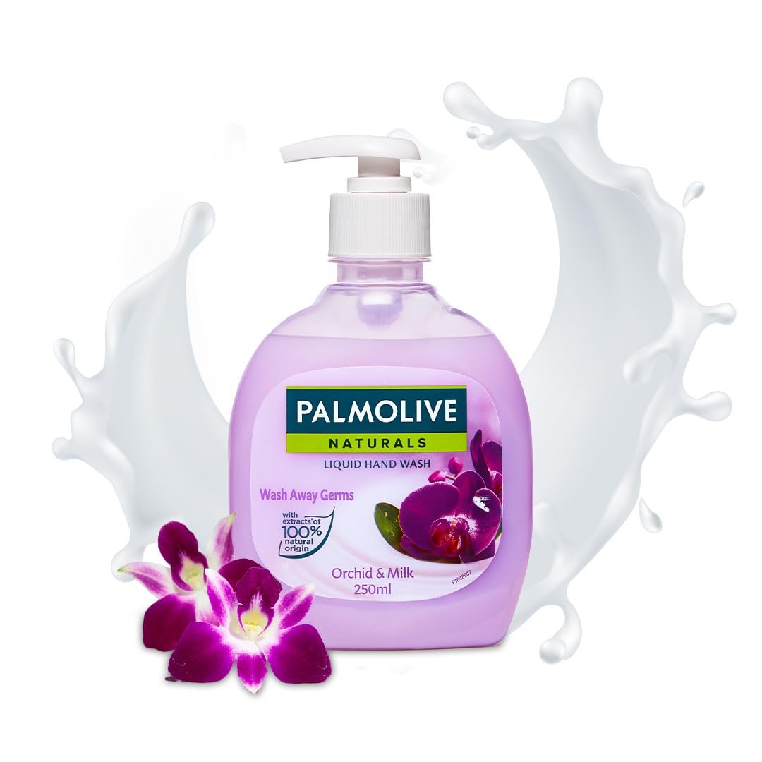 Palmolive Naturals Black Orchid & Milk Liquid Hand Wash, 250ml Dispenser Bottle, Wash Away Germs, Refreshing Fragrance, Multicolor,