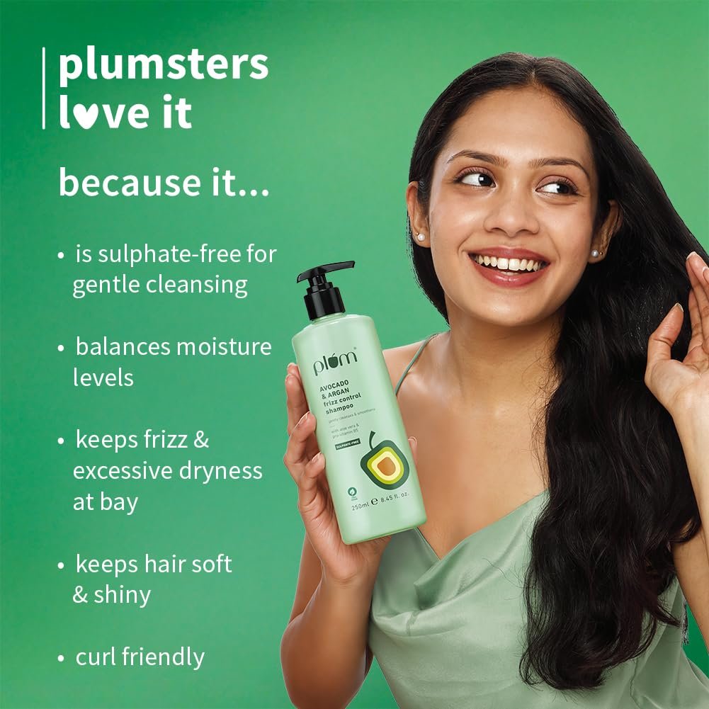 Plum Avocado & Argan Frizz Control Shampoo | for Curly, Wavy & Frizzy Hair | thumbnail