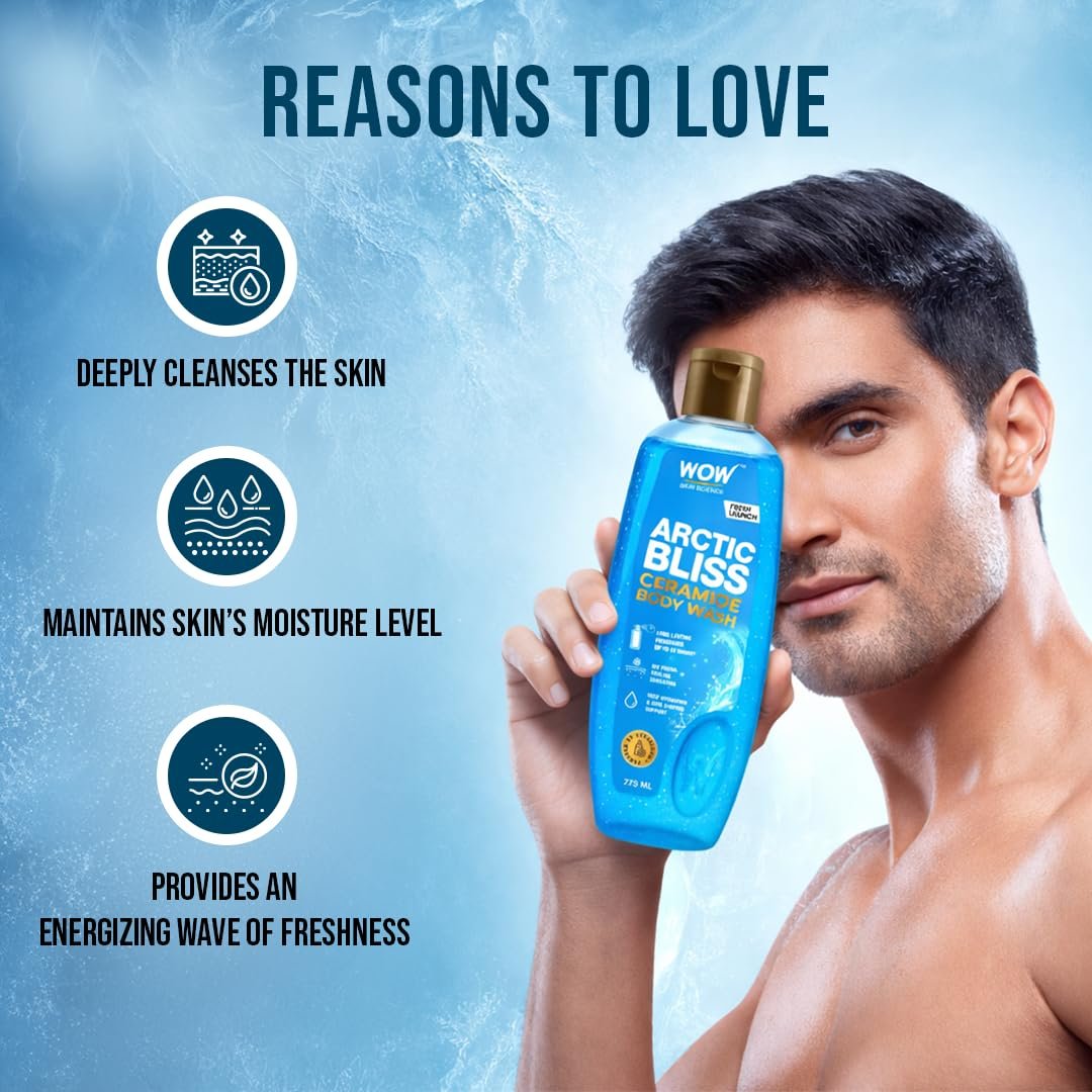 WOW Skin Science Arctic Bliss Ceramide Body Wash | Ceramide for Deep Hydration & Skin Barrier Support | Menthol for Instant Cooling | Up To 12-Hour Long-Lasting Freshness | 275ml thumbnail
