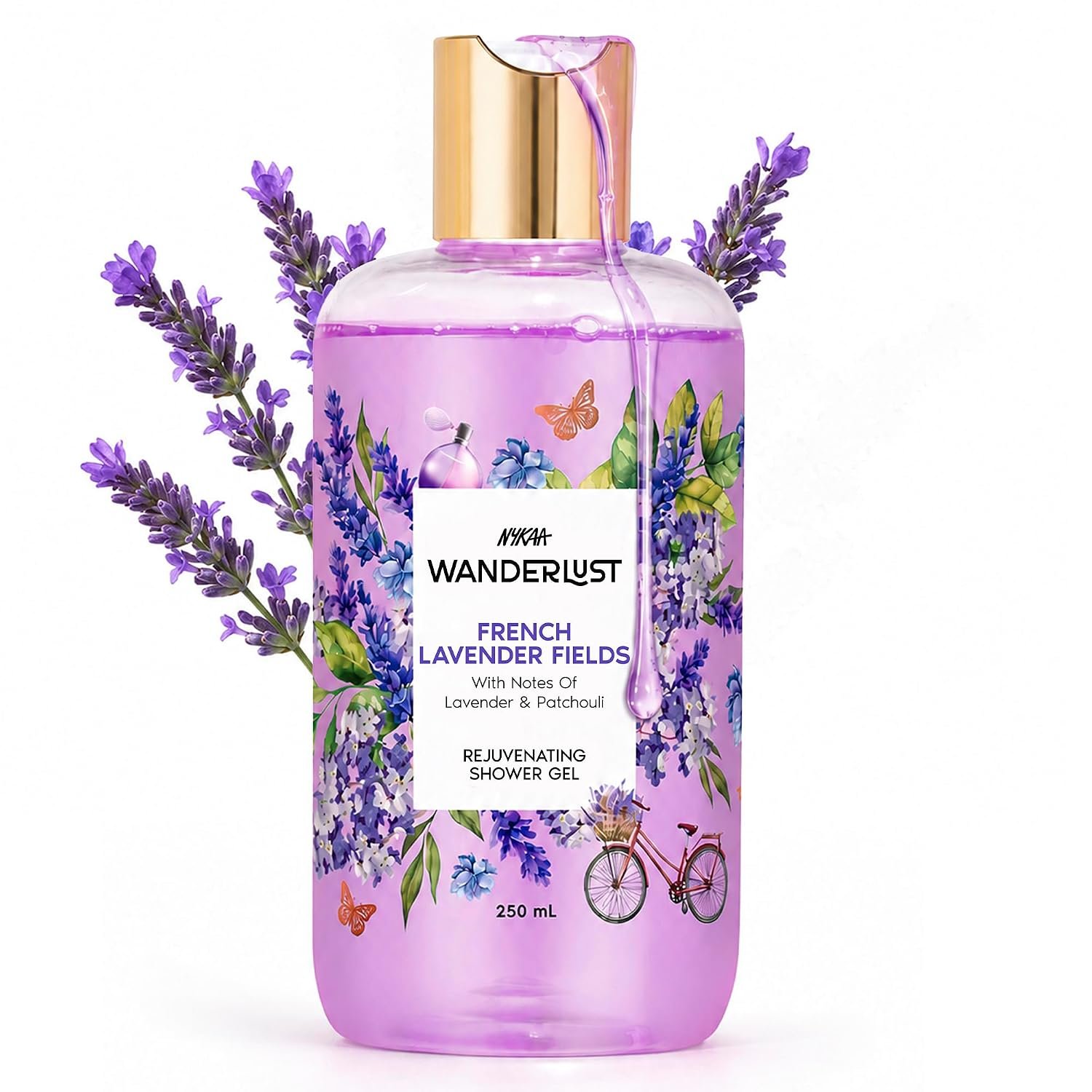 Nykaa Wanderlust French Lavender Relaxing & Destressing Floral Perfume Body Wash, with Patchouli, Vitamin E & Glycerine, Hydrating Shower Gel for Smooth & Soft Skin, Long-lasting Fragrance, thumbnail