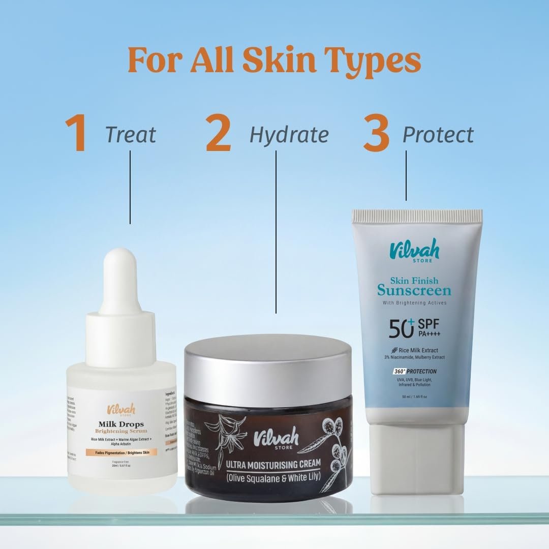 Vilvah Ultra Moisturising Cream for Face | Lightweight, Non-Greasy Moisturiser | Hydration & Skin Barrier Repair| With Olive Squalane, White Lily & Goji Berry | For All Indian Skin Types | 5 thumbnail