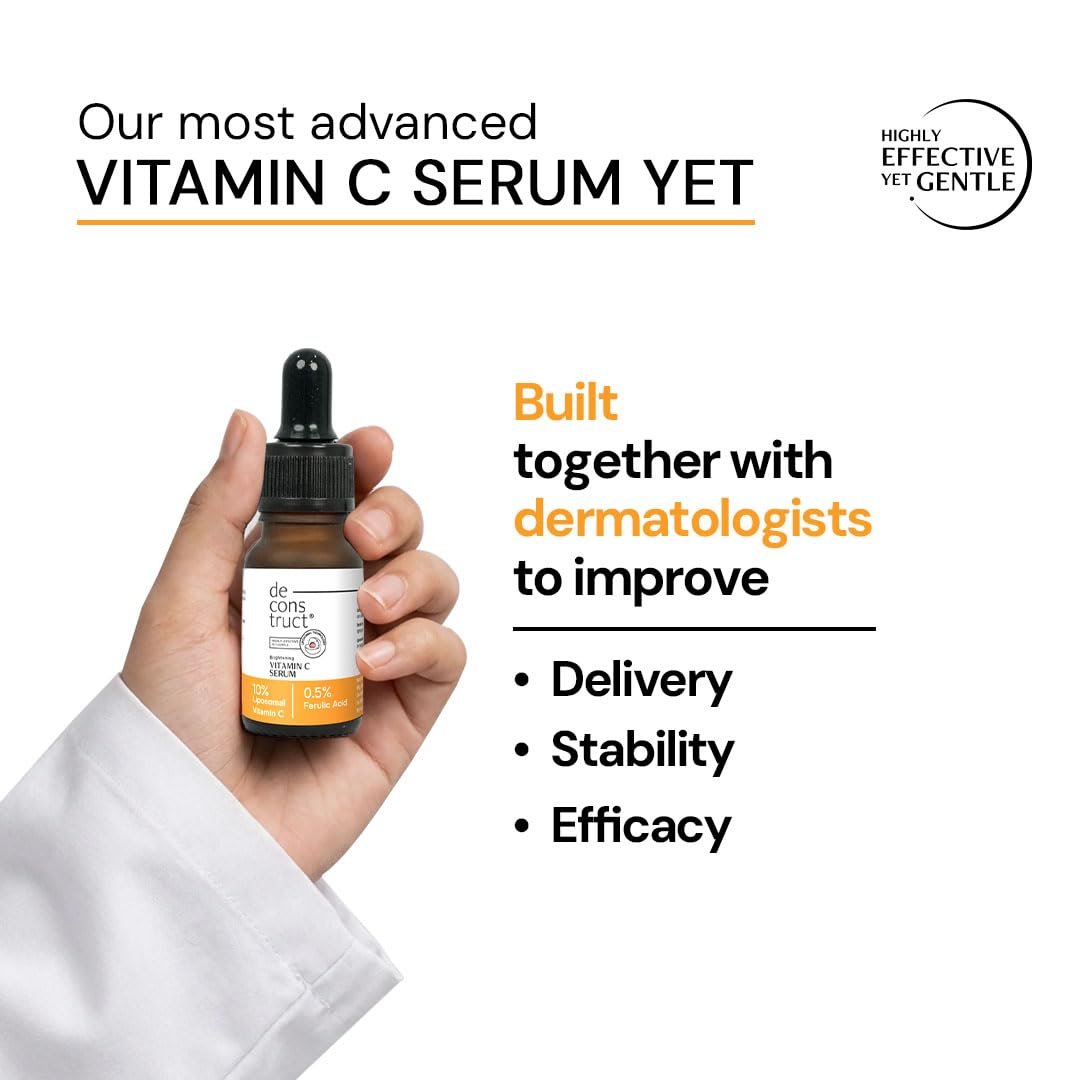 Deconstruct 10% Vitamin C Serum for Brightening| Powered by Liposomal Technology for Visible Glowing Skin|Targets Dull & Uneven Skin Tone |For Oily Skin| Co-Created With Dermatologists| Non- thumbnail