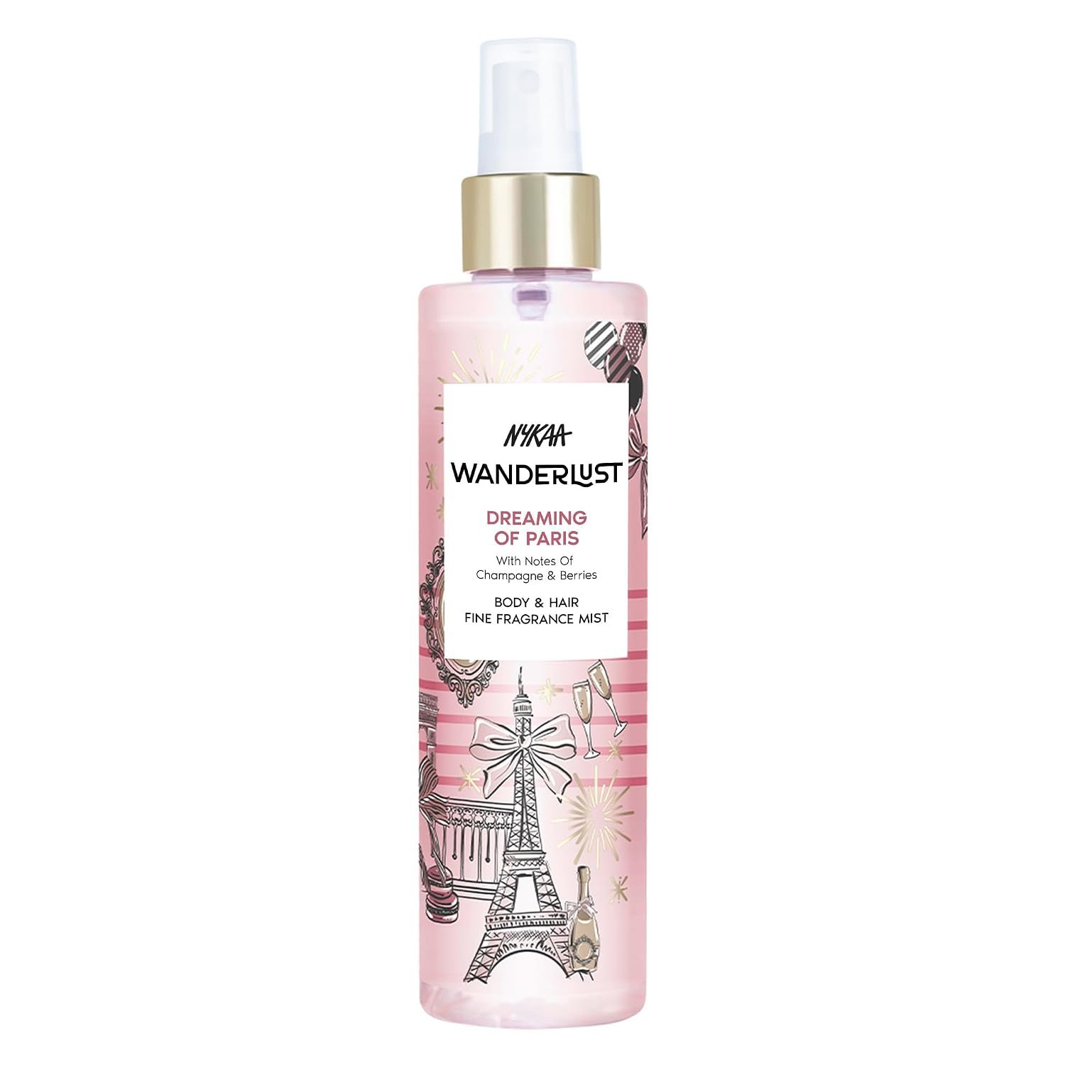 Nykaa Wanderlust Dreaming of Paris Fruity Perfume Body & Hair Mist, Notes of Champagne & Berries, 8 Hrs Long- Lasting Everyday Fragrance, 200 ml thumbnail