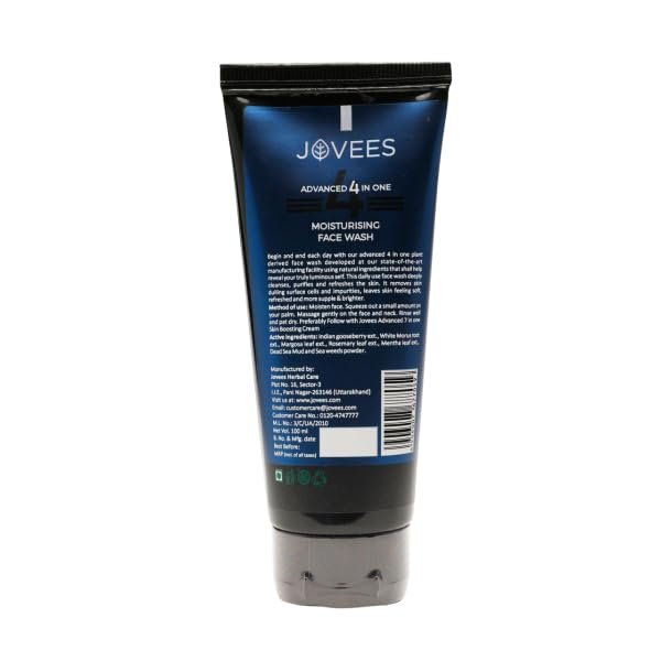 Jovees Herbal Men's Essential Advanced 4 in 1 Moisturizing Face Wash |with Vit C and Vit E | Gives Clean and Clear Skin |For All Skin Types 100g thumbnail
