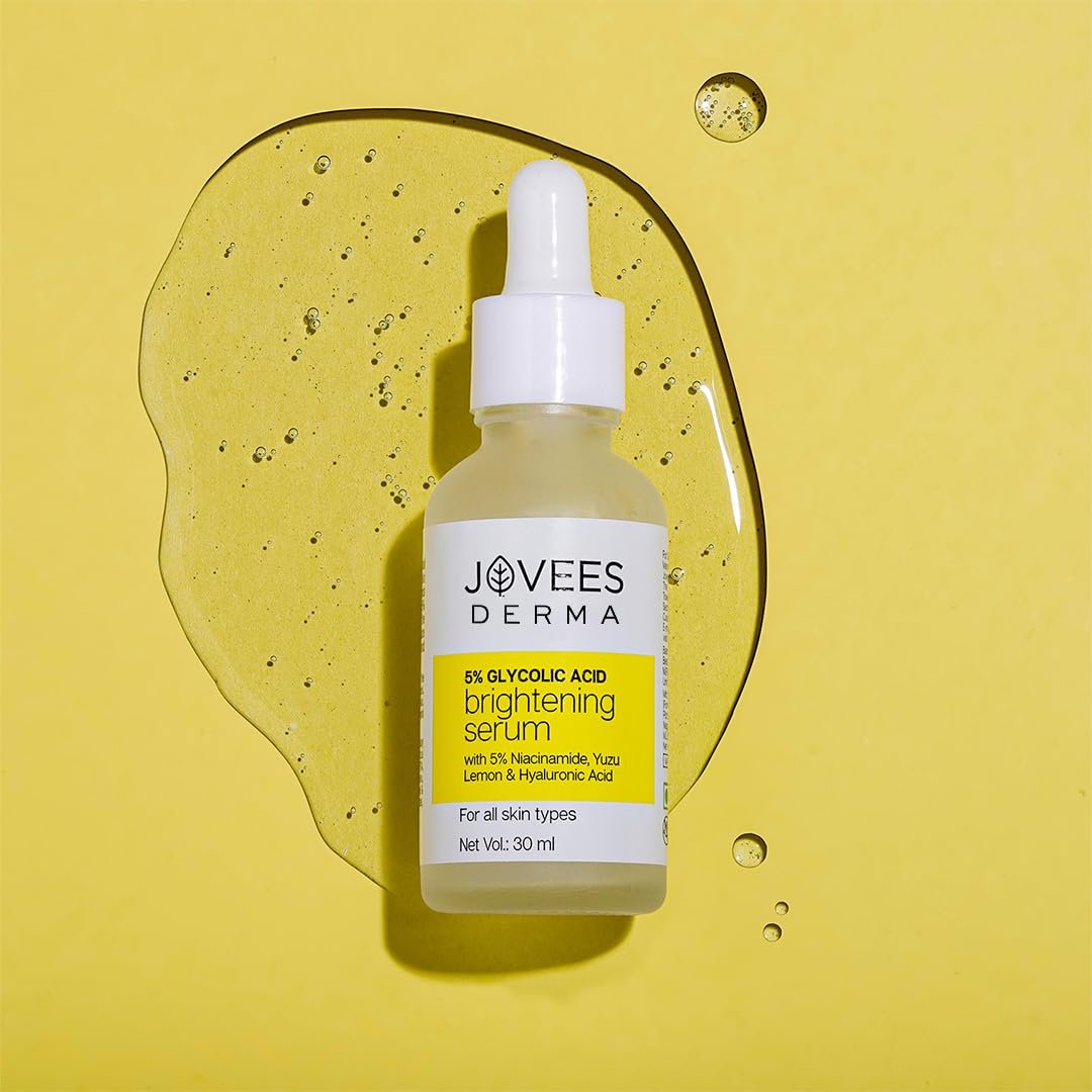 Jovees Herbal 5% Glycolic Acid Brightening Serum With 5% Niacinamide Yuzu Lemon & Hyaluronic Acid | Improves Skin Texture & Uneven Skin | For All Skin Types | 30 ml thumbnail