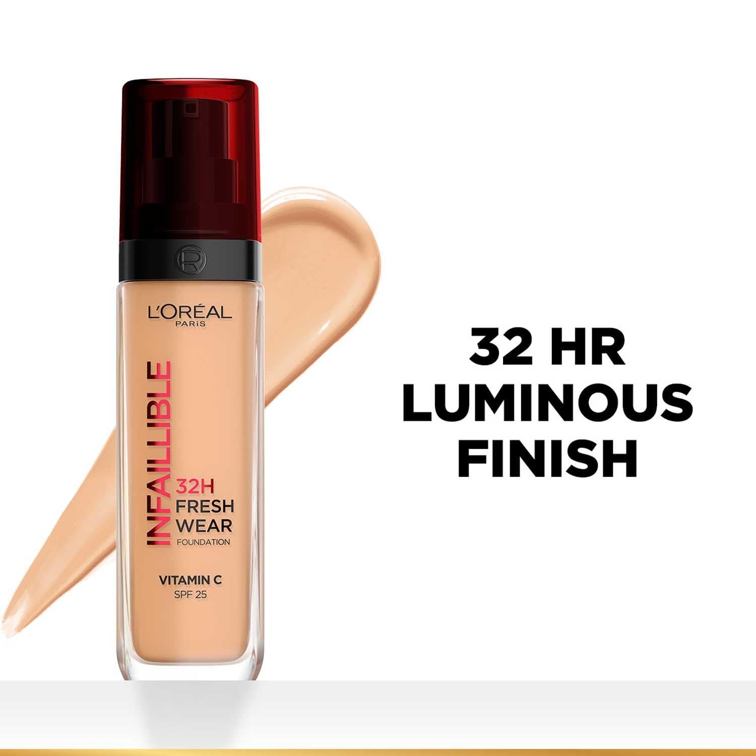 L'Oreal Paris Infallible 32H Fresh Wear Liquid Fdt, 260 Golden Sun 32H Fresh Wear Liquid Foundation, Transfer-Proof, Sweat-Proof, Lightweight Breathable Texture, Full Coverage, Vitamin C thumbnail