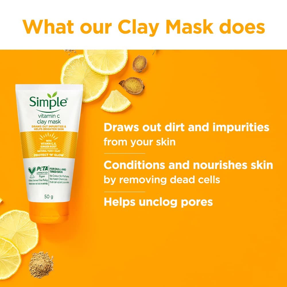 Simple Protect N Glow Vitamin C Brighten Clay Mask |  For all Skin Types 150 ml | thumbnail