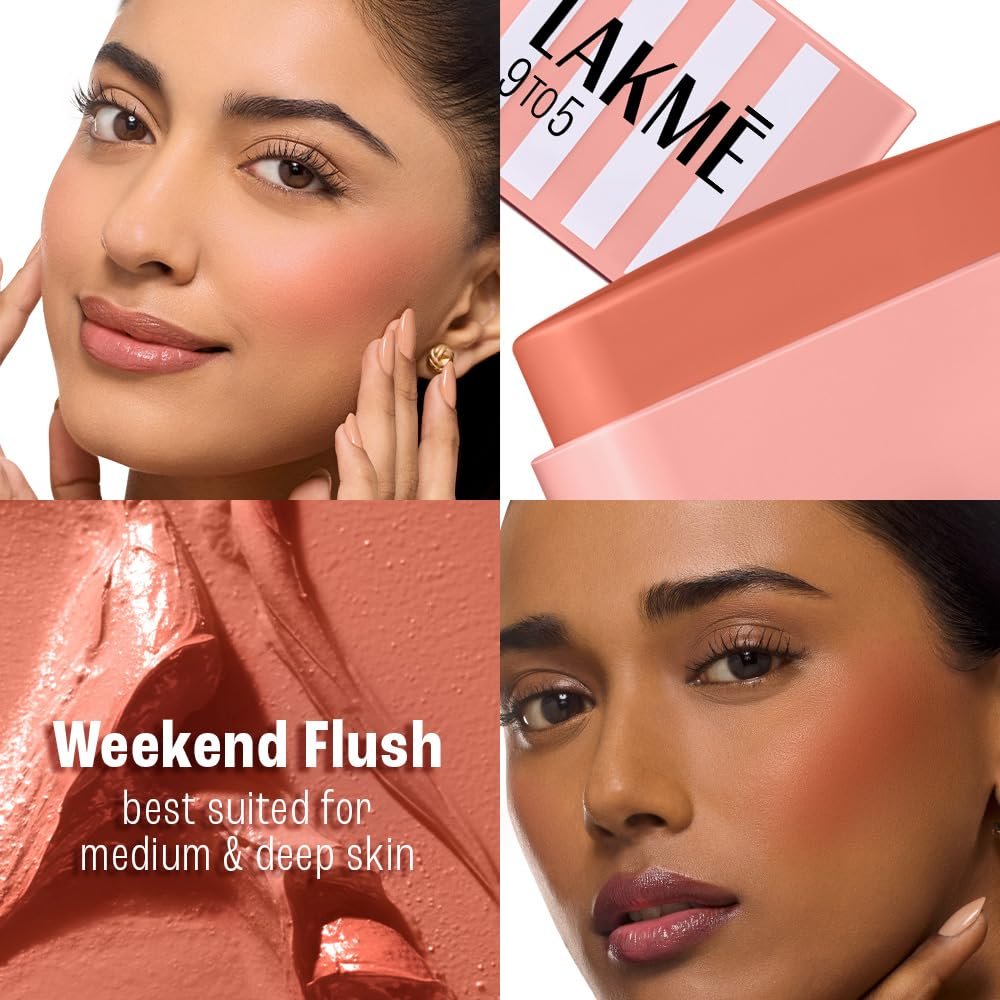 Lakme 9to5 Hya Beach Edit SPF Blush Weekend Flush, Creamy Texture, Travel-friendly, 8.6g thumbnail