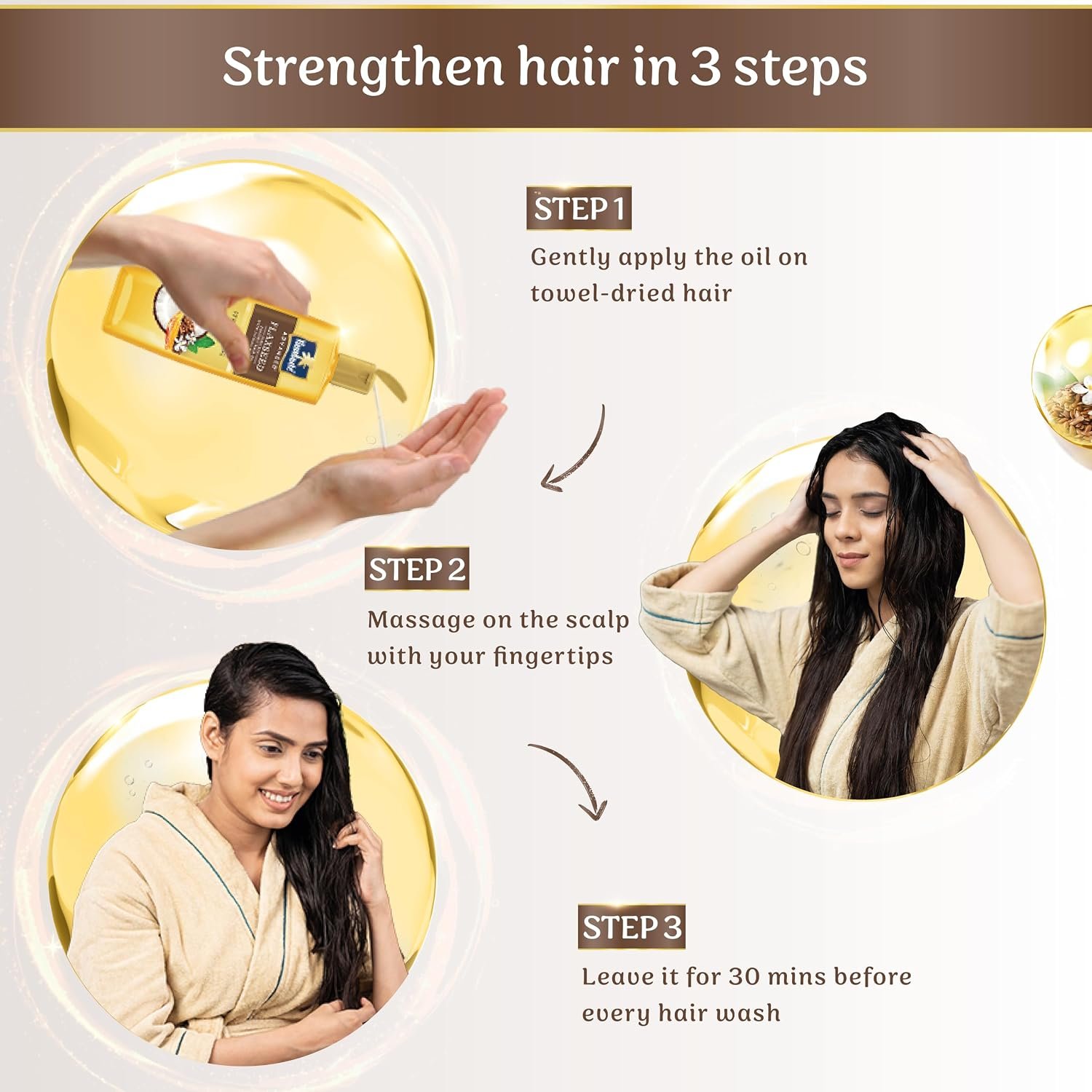 Parachute Advansed Flaxseed Enriched Coconut Hair Oil for Stronger, Smoother Hair | Up to 10x Less Breakage| 2x Softer Hair | Deep Nourishment with Jasmine Extract, 300ml thumbnail