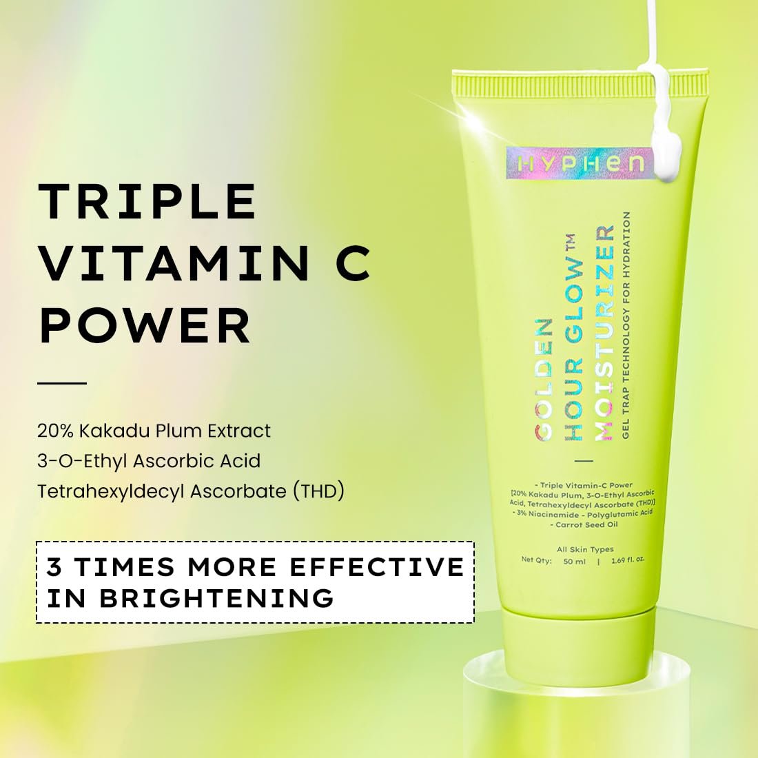 Hyphen Brightening Face Moisturizer with THD- 20% Kakadu Plum, Highly Stable Vitamin C| 3% Niacinamide- Dark Spots & Pigmentation | Lightweight Gel Cream Moisturizer for Dry, Oily, All Skin thumbnail