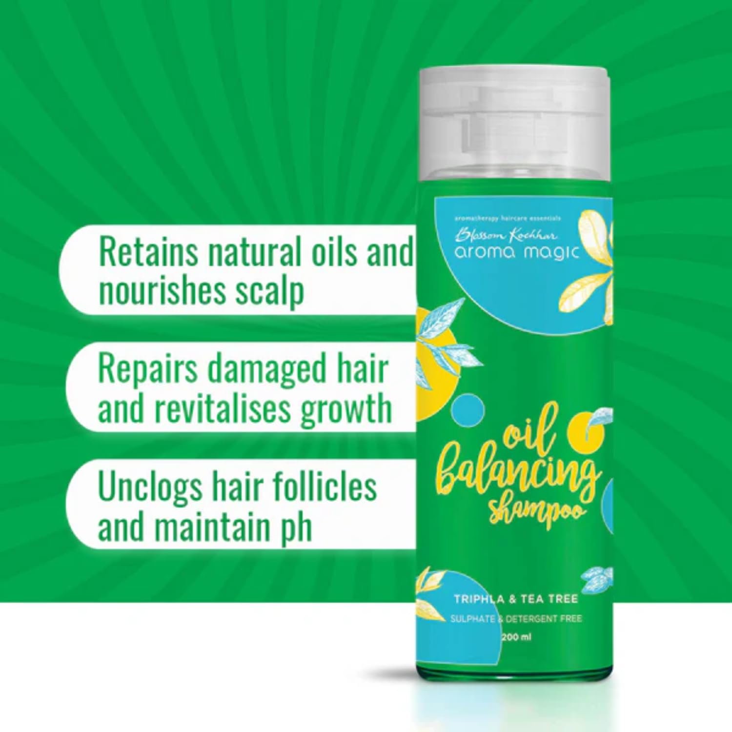 Aroma Magic Oil Balancing Shampoo | Nourishes scalp, repairs damage, unclogs follicles & balances pH | with Fennel, tea tree & neroli oils, witch hazel, triphala & shikakai | 200ml thumbnail