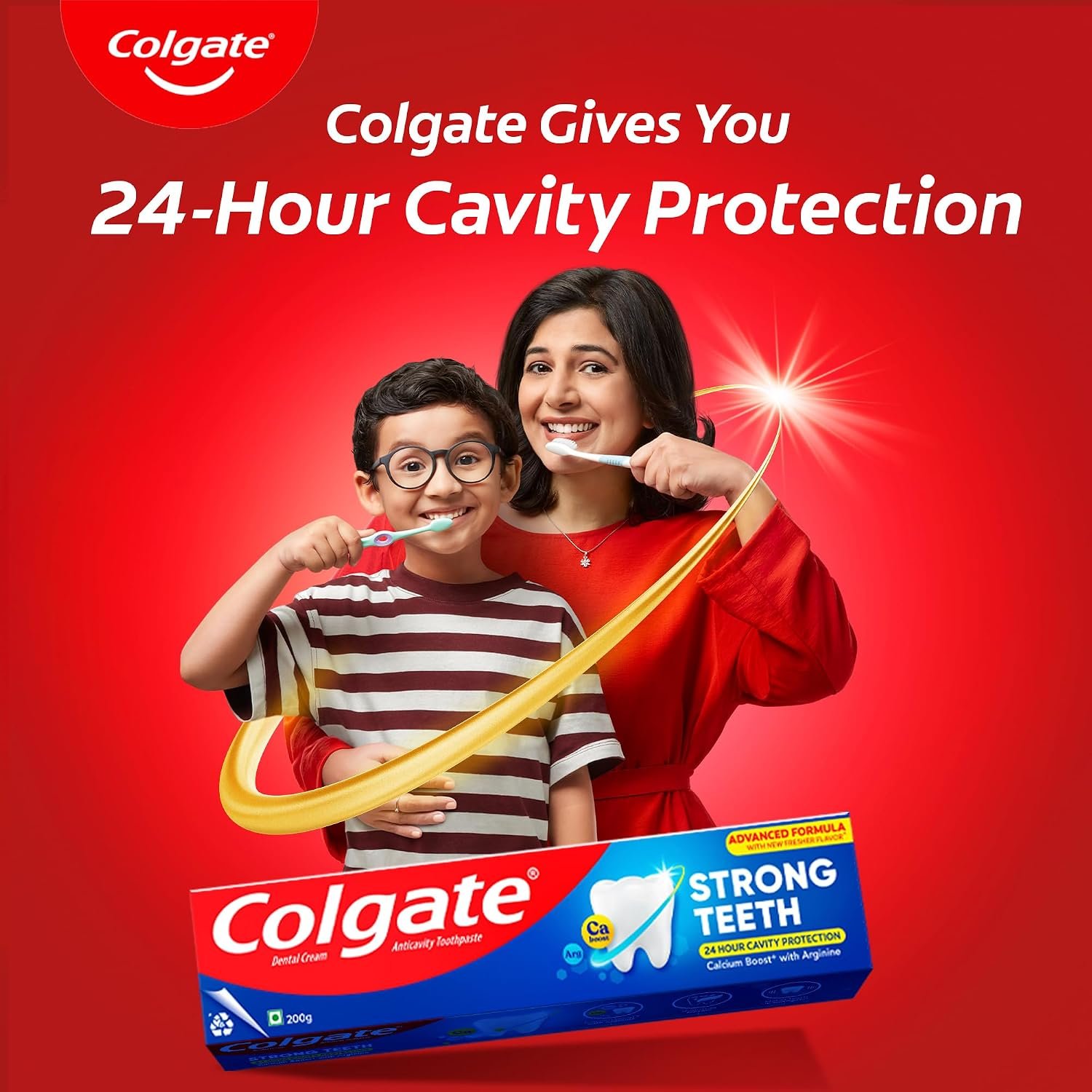 Colgate Strong Teeth, 500g (200g + 200g + 100g), Calcium-boost Tooth Paste for 2X Stronger Teeth, Protects Enamel, Whitens Teeth, Fresh Breath & Prevents Cavities (Combo Multipack) thumbnail