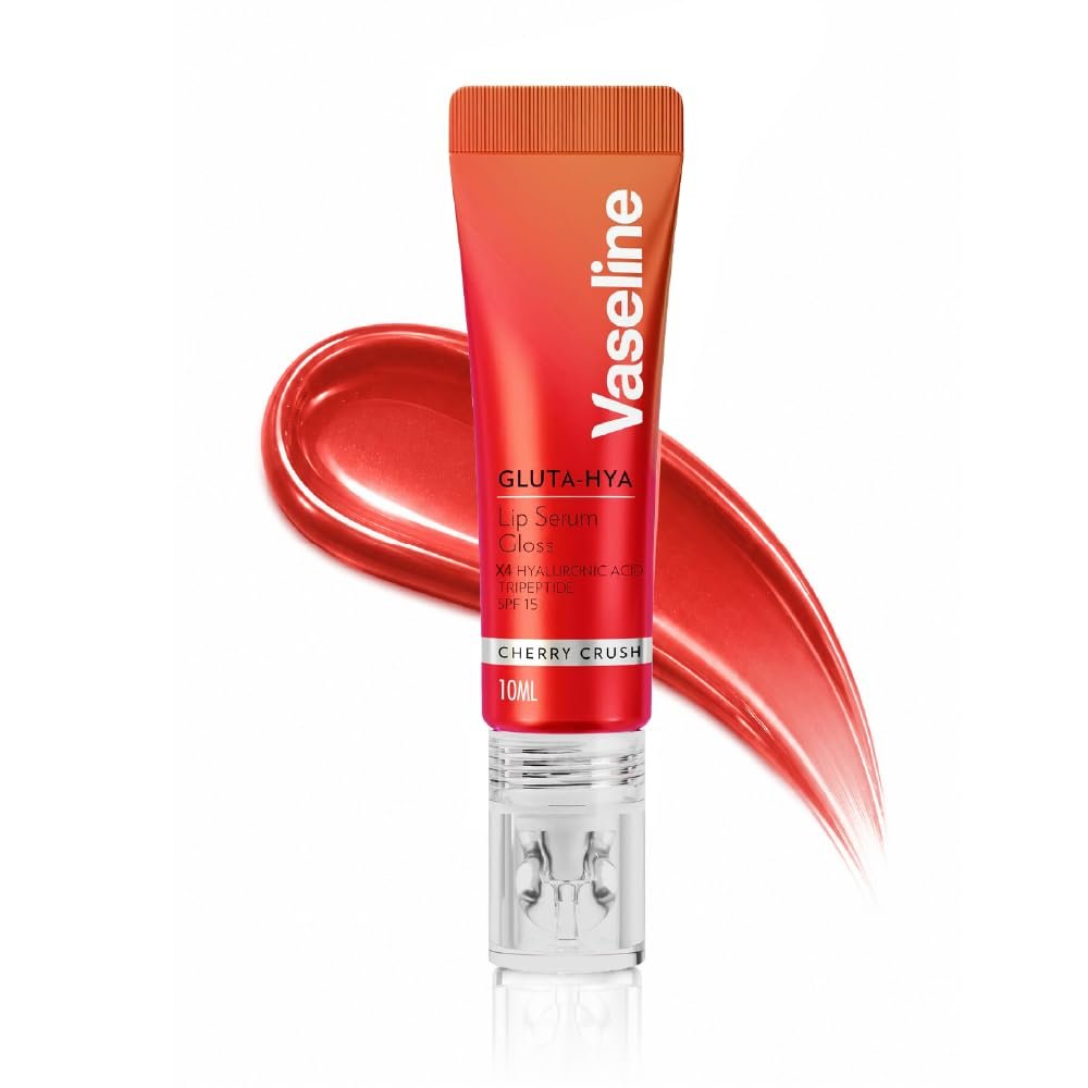 Vaseline Gluta-Hya Cherry Crush Lip Gloss, Serum Lip Care with Hyaluronic Acid and GlutaGlow Technology, Tints, Plumps and Protects with SPF15 for Plumper Lips | 10 ml