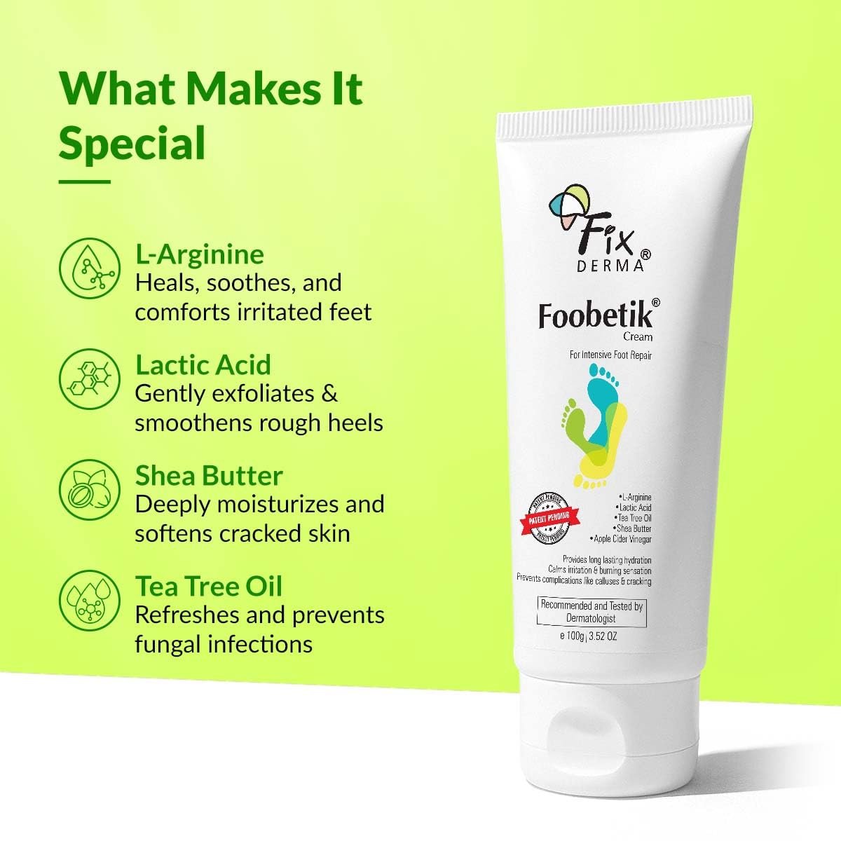 Fixderma Foobetik Cream, Foot cream, Foot care, For Dry & Cracked Feet, Moisturizes & Soothes Feet, Heel Repair, For Calloused, or Chapped Skin, Paraben Free 100gm thumbnail