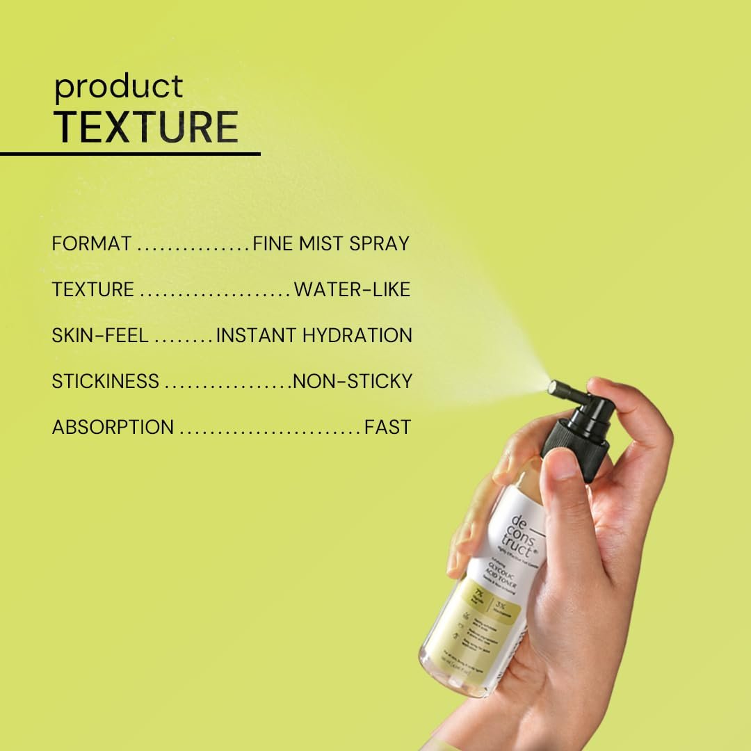 Deconstruct 7% Glycolic Acid Toner for Face, Body, Scalp and Underarms | 3% Niacinamide, Non-Irritation, Non-Stinging | Exfoliating for Glowing and Even Skin | Toner for Oily Skin to Normal thumbnail
