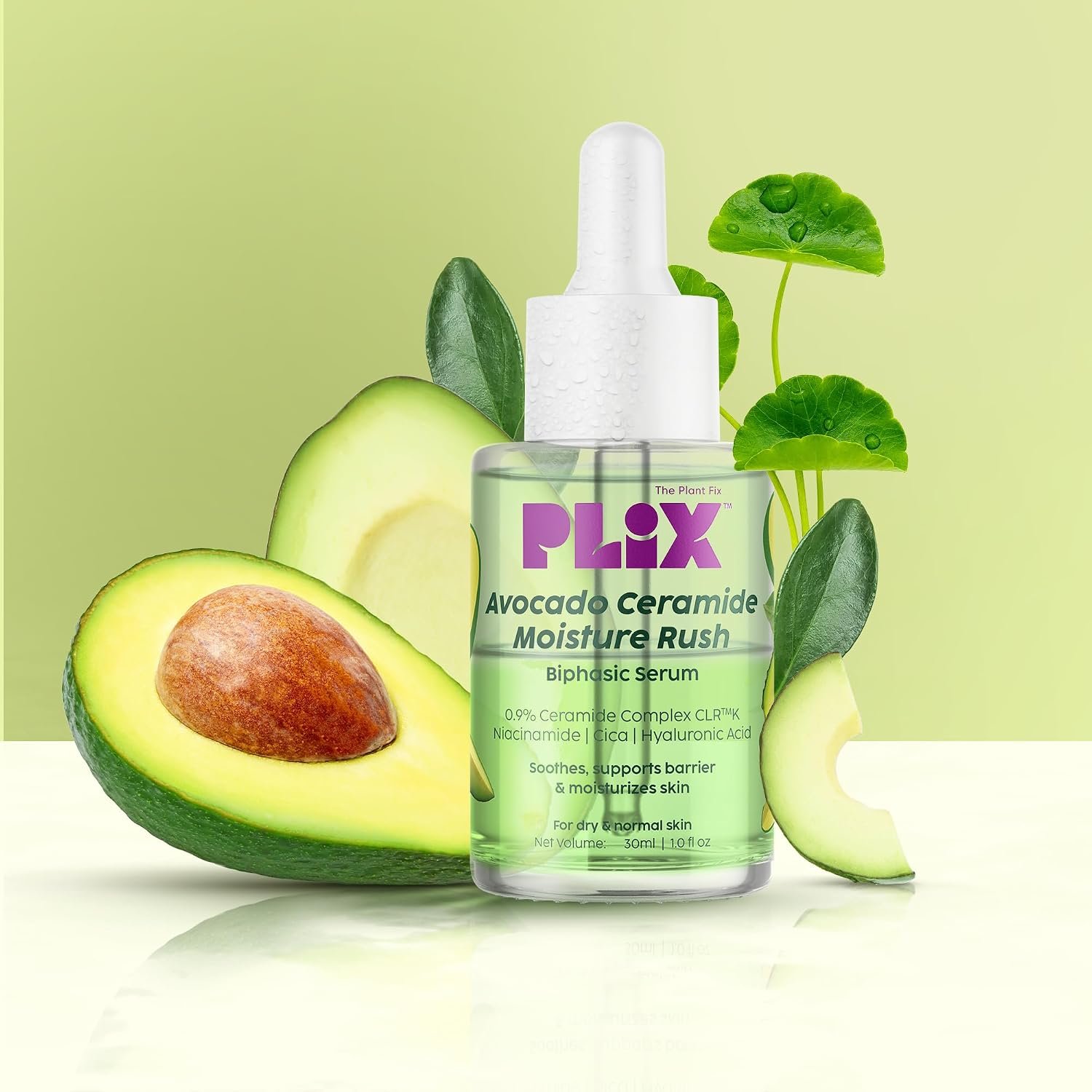 PLIX - THE PLANT FIX Avocado Ceramide Moisture Rush Biphasic Serum| For Deep Nourishment & Strengthened Skin Barrier| For Dry Skin, Normal Skin & Sensitive Skin| 30ml thumbnail