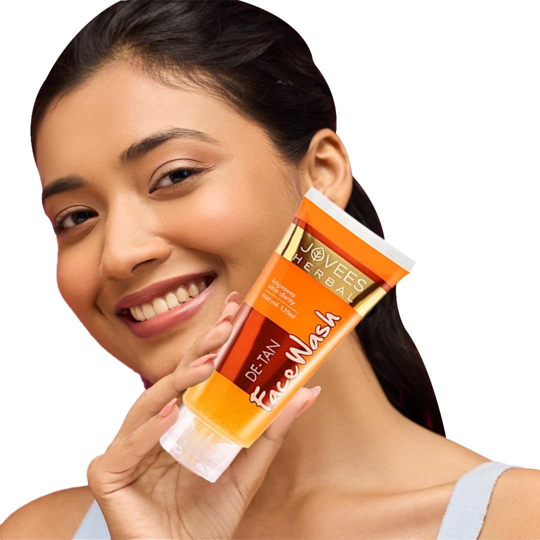 Jovees Herbal Detan Facewash For Glowing and Clear Skin With Liquorice & bearberry Ext. | Gentle Cleanser For Brighten, Even Tone and Hydrates | Suitable for All - 120ml thumbnail