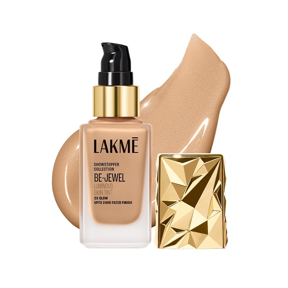 LAKME Be-Jewel Luminous Skin Tint, 25ml, for Radiant, Smooth and Luminous Finish, with Light-Reflecting Polymers, 24HR Filter-Like Wear, Foundation for Women Dry Skin, for Women - Warm Beige