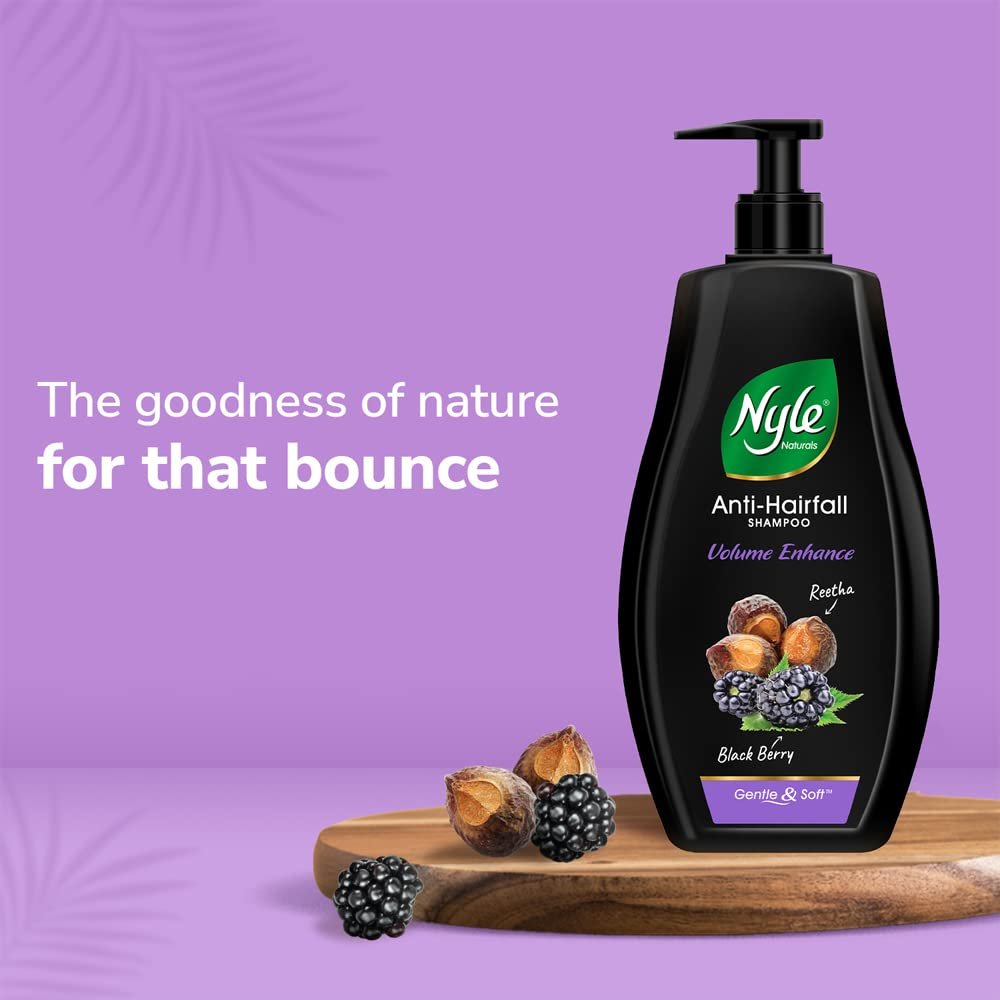Nyle Naturals Volume Enhance Shampoo with Blackberry & Amla | Volumizing Hair Cleanser for Fuller-Looking, Soft & Manageable Hair | 400ml thumbnail