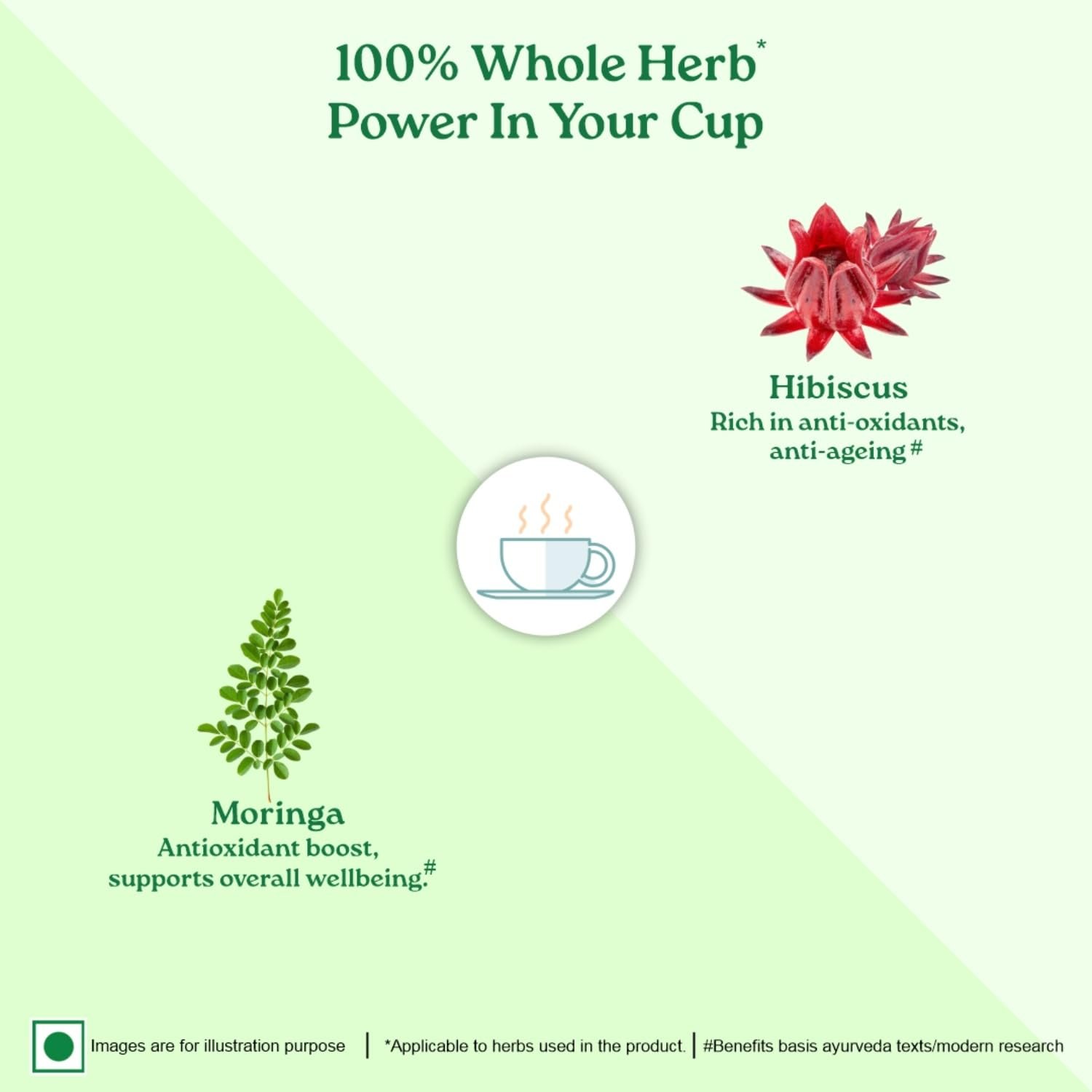A TATA Product - Organic India Moringa Hibiscus Infusion, 25 Tea Bags, Certified Organic, Antioxidant-Rich, Caffeine-Free, Whole Herb Blend thumbnail