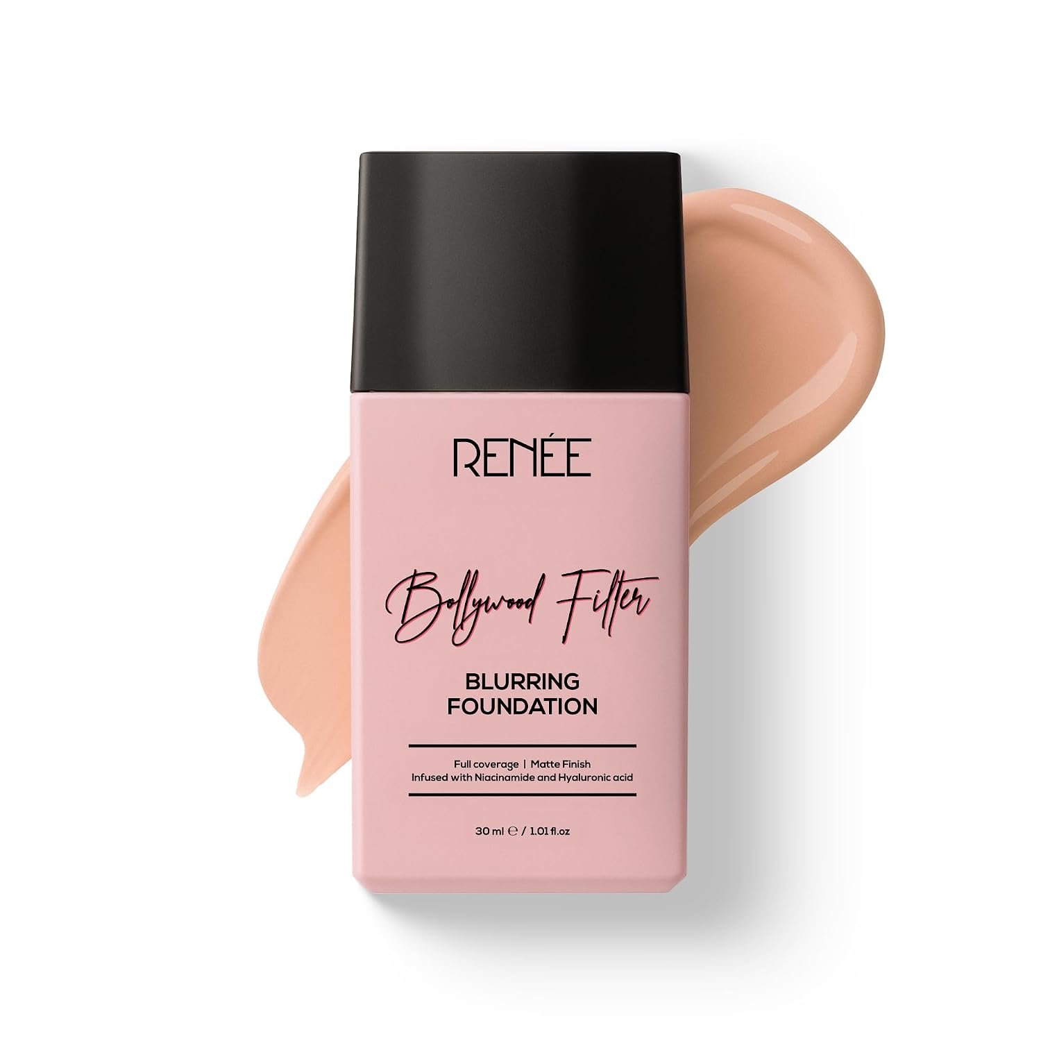 RENEE Bollywood Filter Blurring Liquid Foundation- Cocoa Cloud |Blurs Pores & Blemishes, Full Coverage, Matte Finish | Hydrates & Evens Skin Tone | With Niacinamide & Hyaluronic acid | 30ml