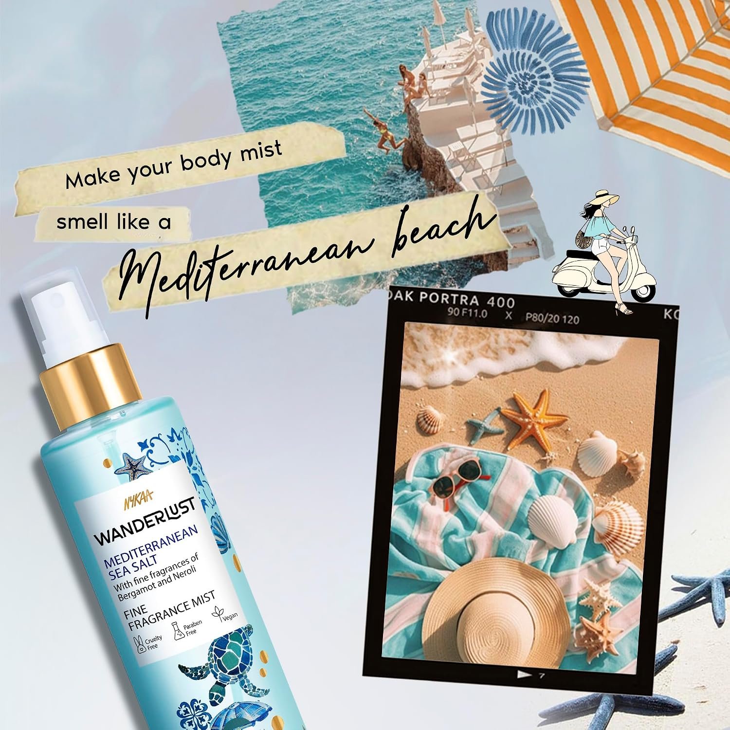 Nykaa Wanderlust Mediterranean Sea Salt Aqua Fresh Perfume Body & Hair Mist, Notes of Bergamot & Neroli, 8 Hrs Long-Lasting Everyday Fragrance, 200 ml thumbnail