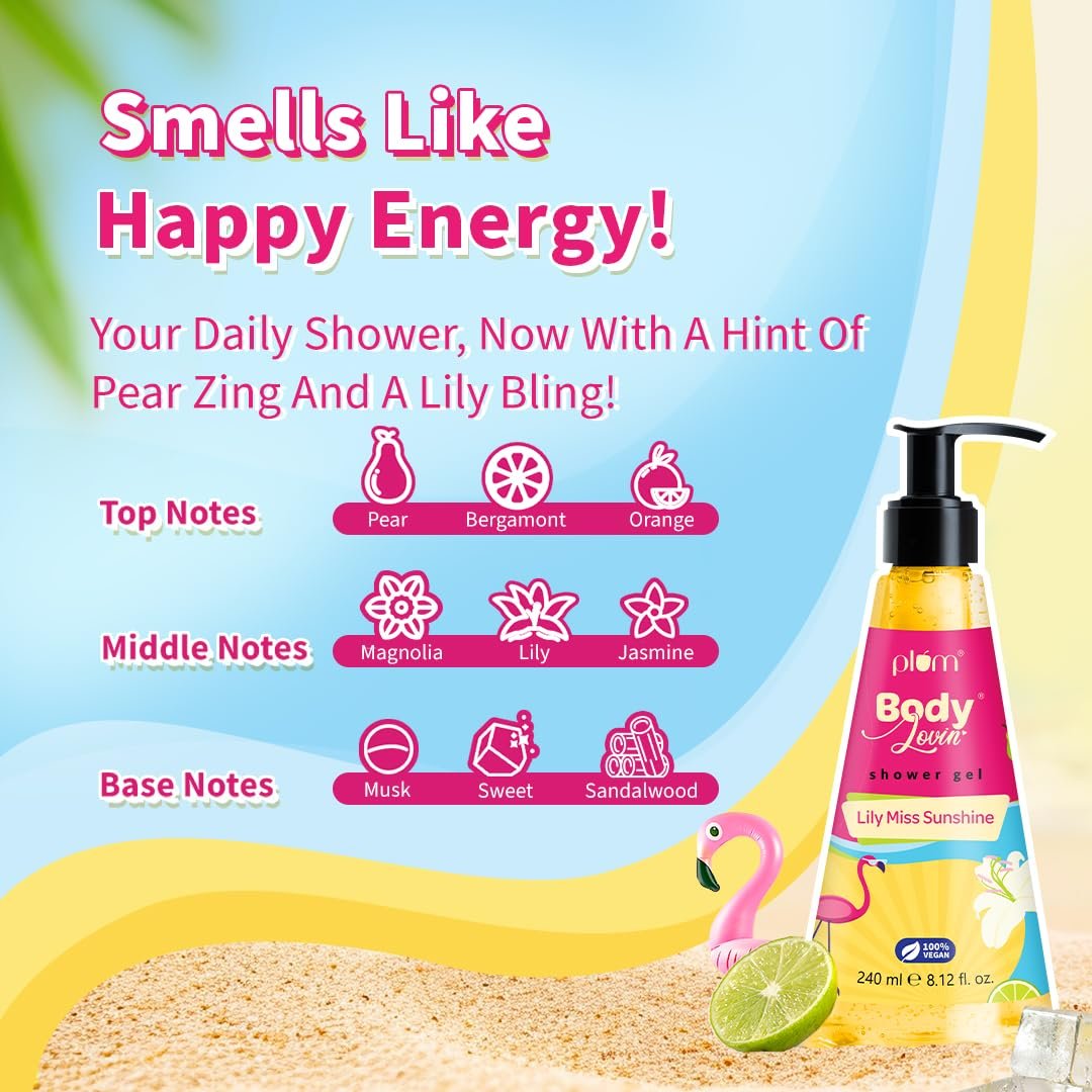 Plum BodyLovin' Lily Miss Sunshine Shower Gel | SLS Free Body Wash For Women | Long Lasting Fresh Fruity-Floral Fragrance | Aloe-Infused Nourishing Body Cleanser For Soft & Smooth Skin | 240 thumbnail